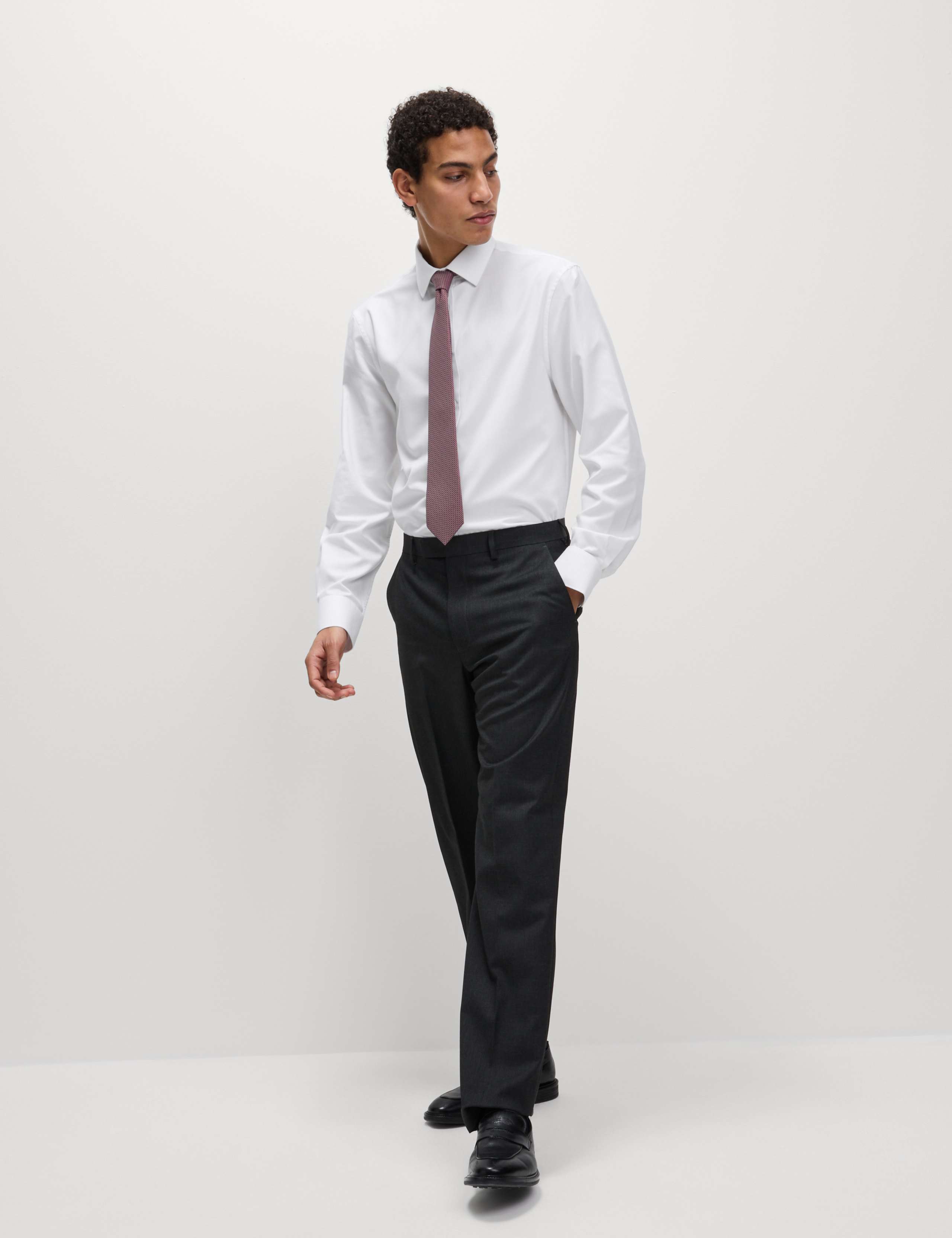 Regular Fit Easy Iron Cotton Blend Shirt & Tie 4 of 6