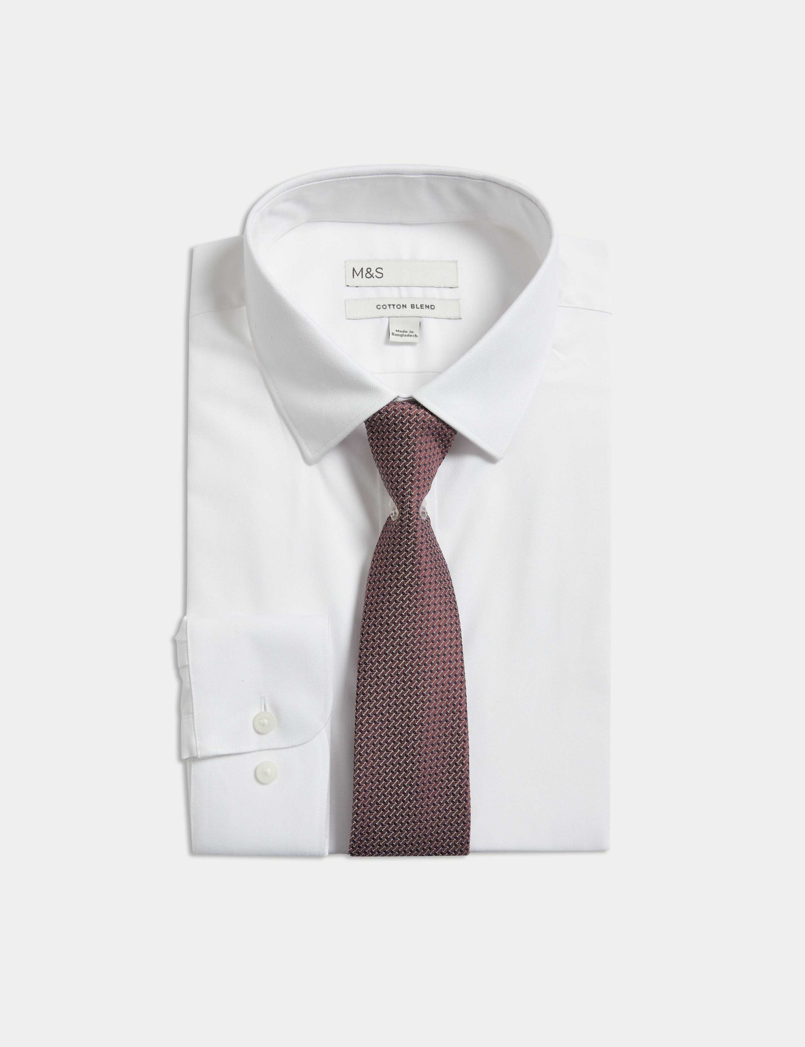 Regular Fit Easy Iron Cotton Blend Shirt & Tie 2 of 6