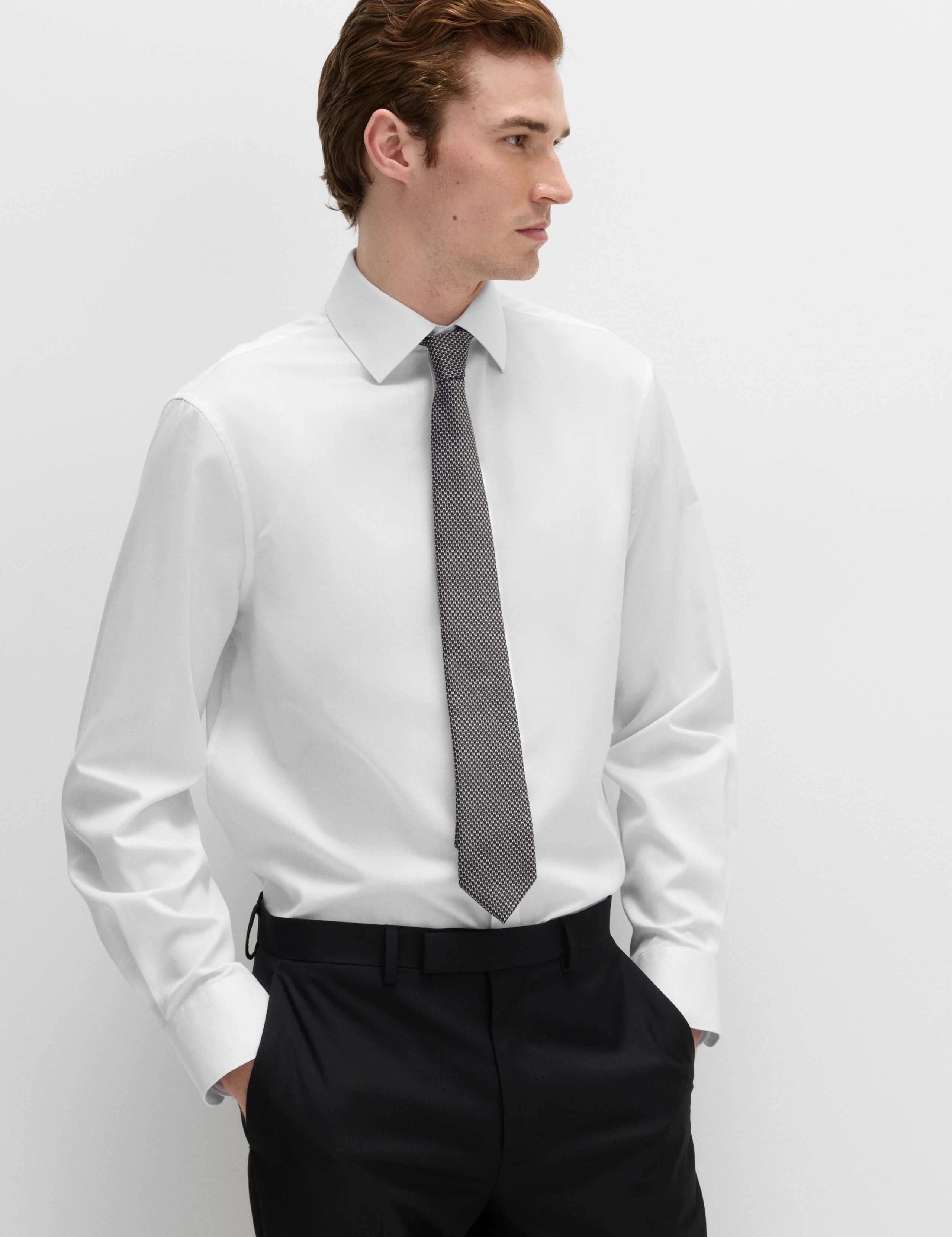 Regular Fit Cotton Blend Shirt & Tie Set 1 of 7