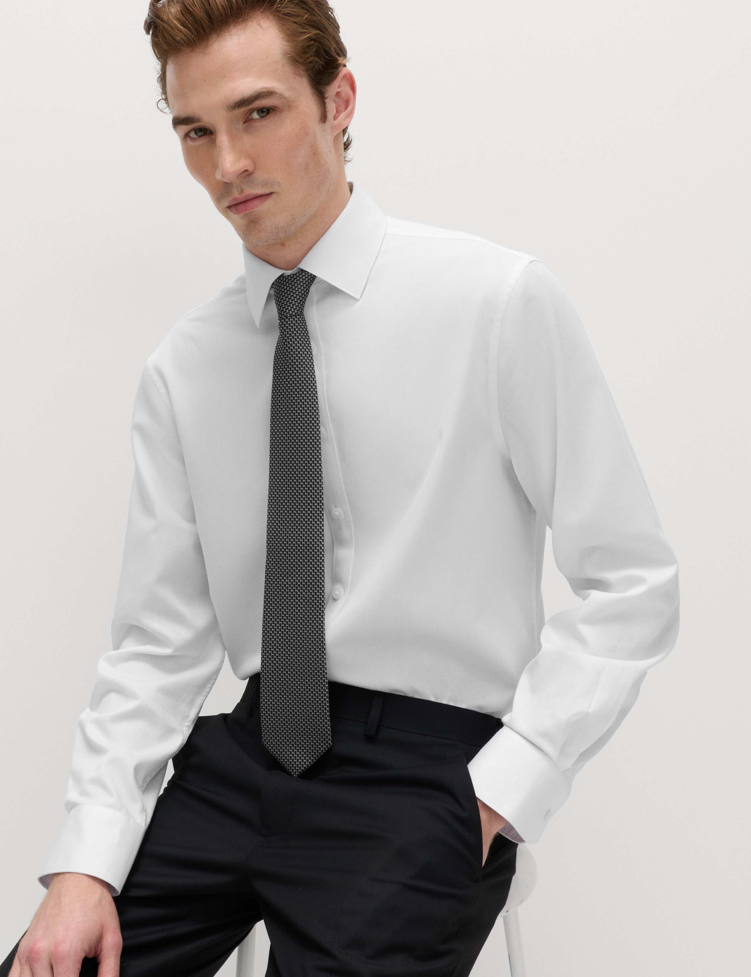 Regular Fit Cotton Blend Shirt & Tie Set 7 of 7