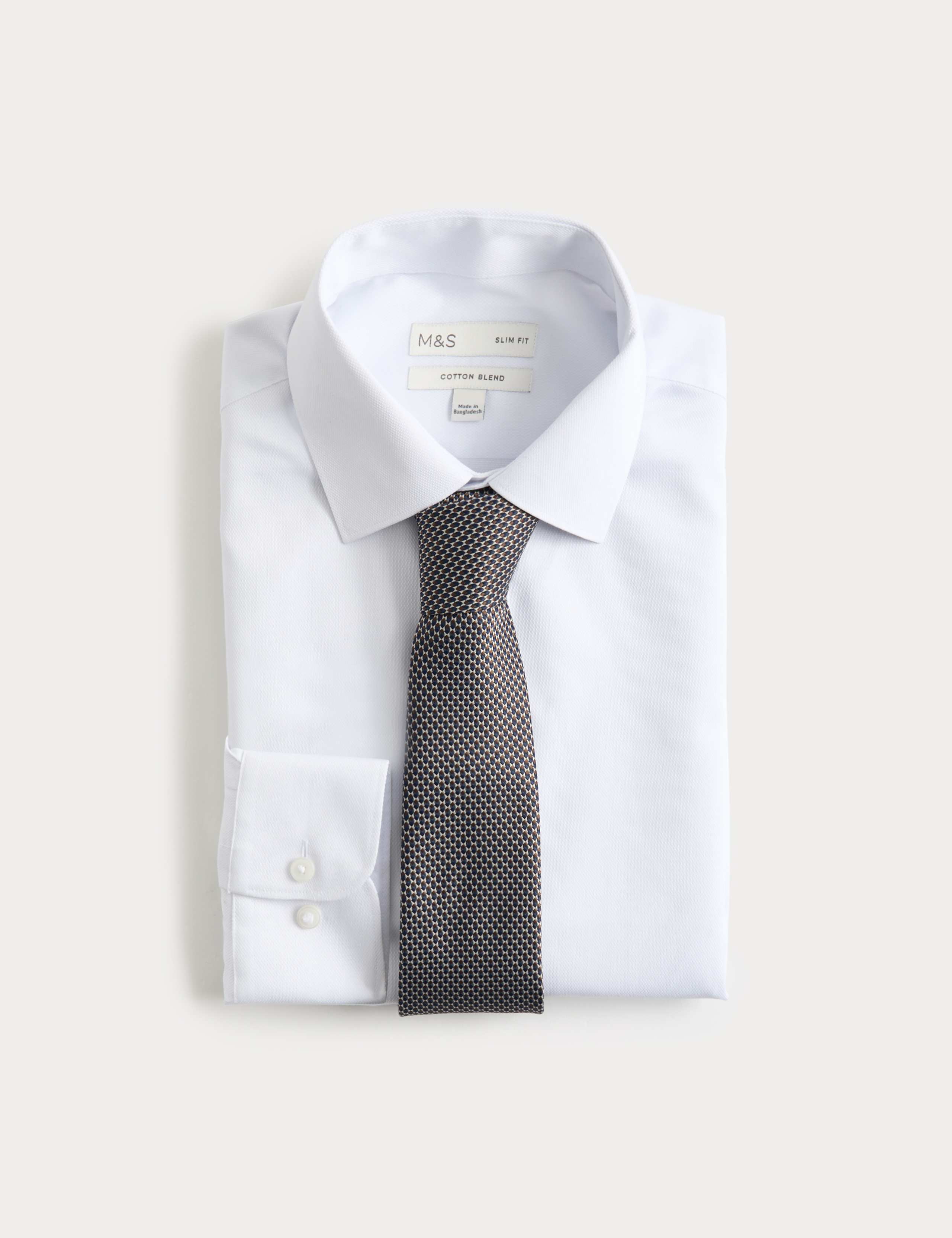 2 piece Slim Fit Easy Iron Shirt & Tie Set 1 of 6