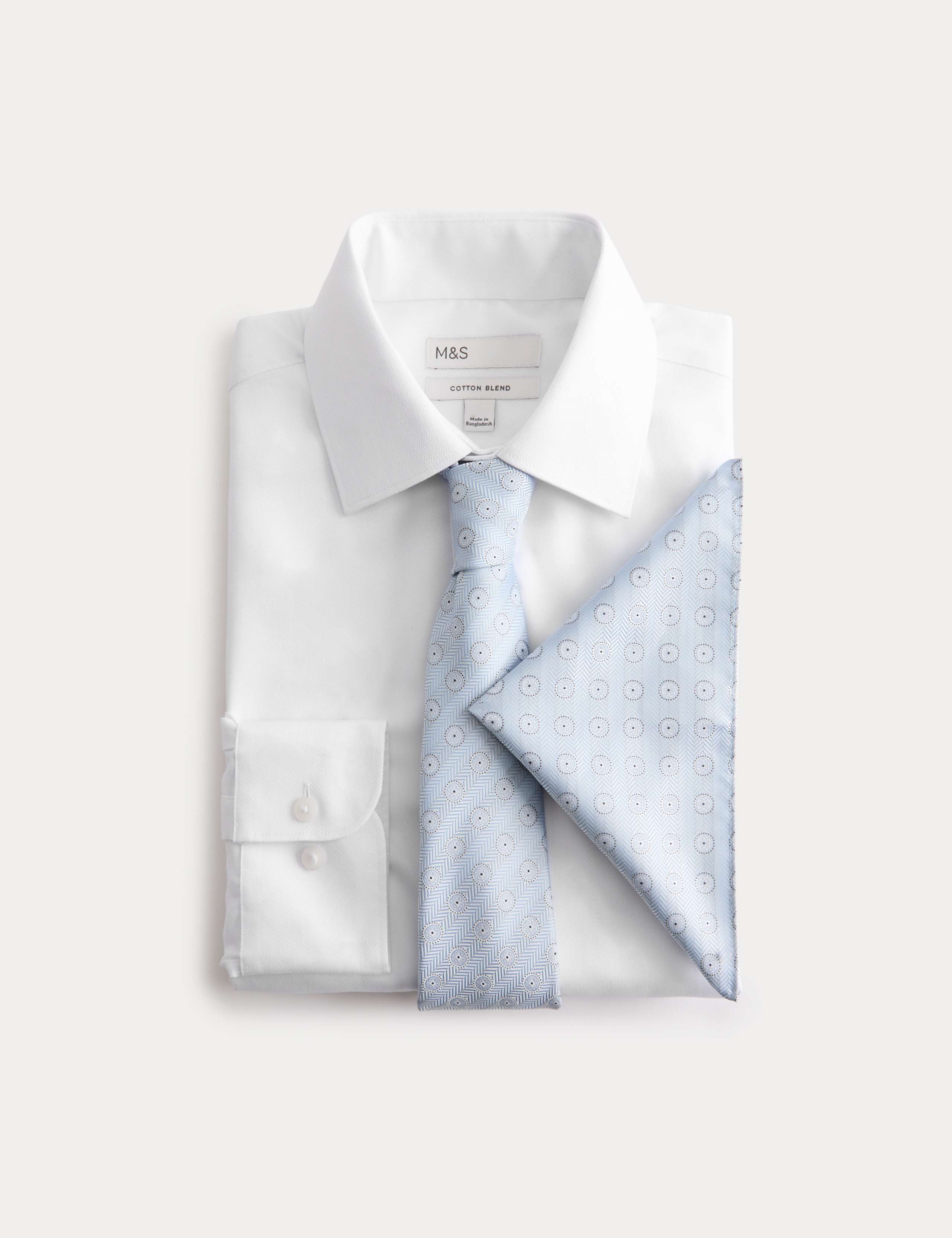 3 Piece Regular Fit Easy Iron Shirt & Tie Set 1 of 7