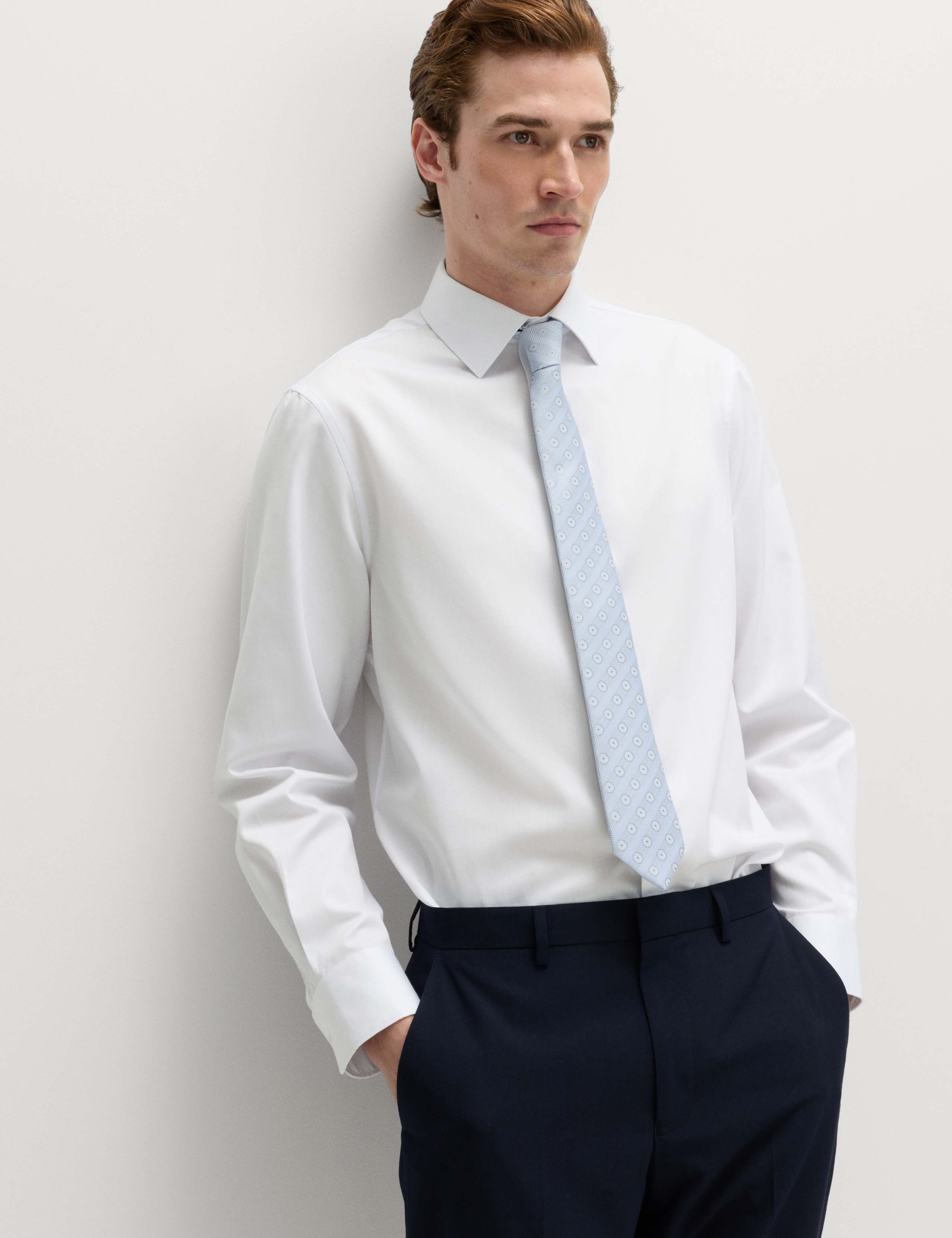 4 Piece Regular Fit Easy Iron Shirt & Tie Set 1 of 7