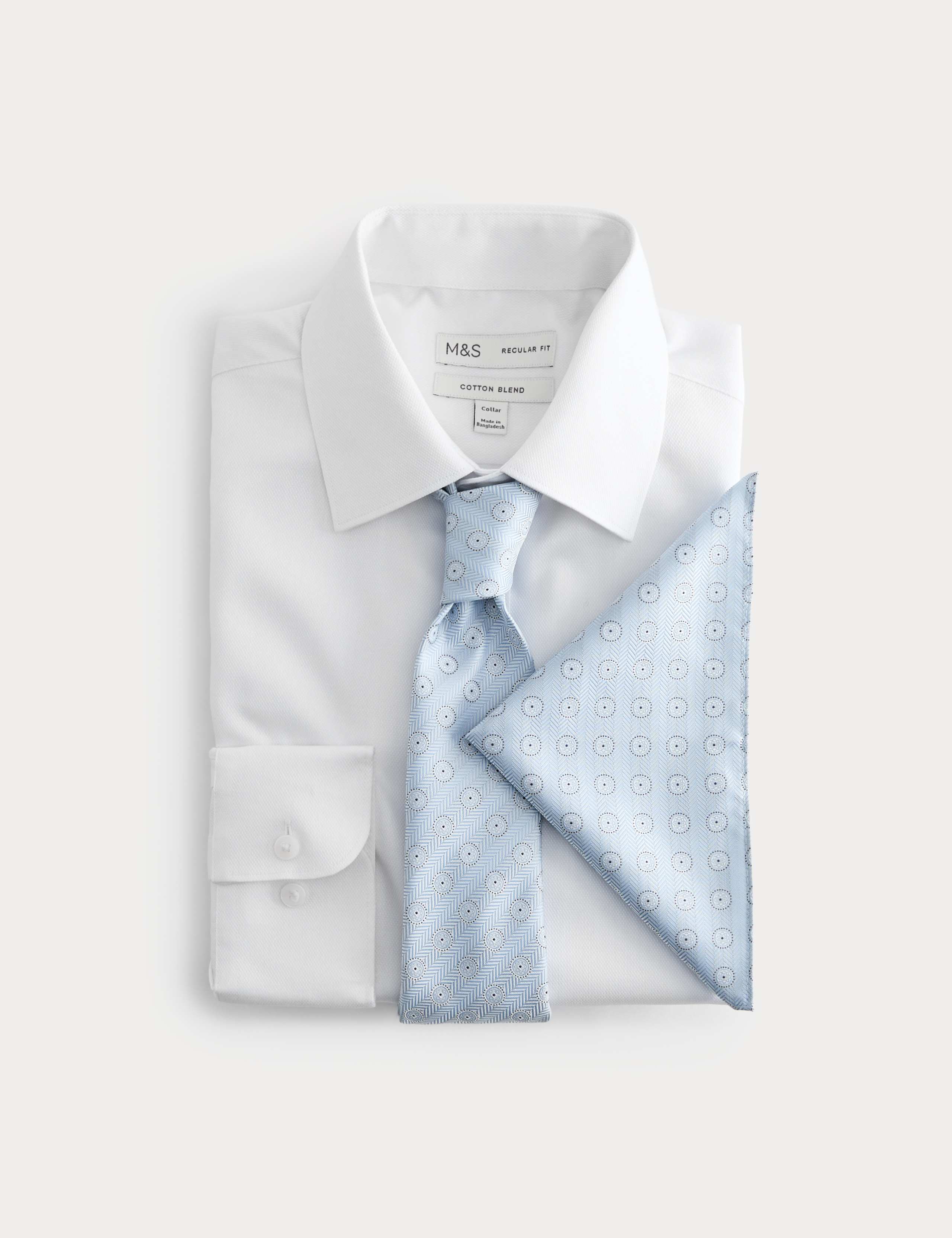 4 Piece Regular Fit Easy Iron Shirt & Tie Set 1 of 2