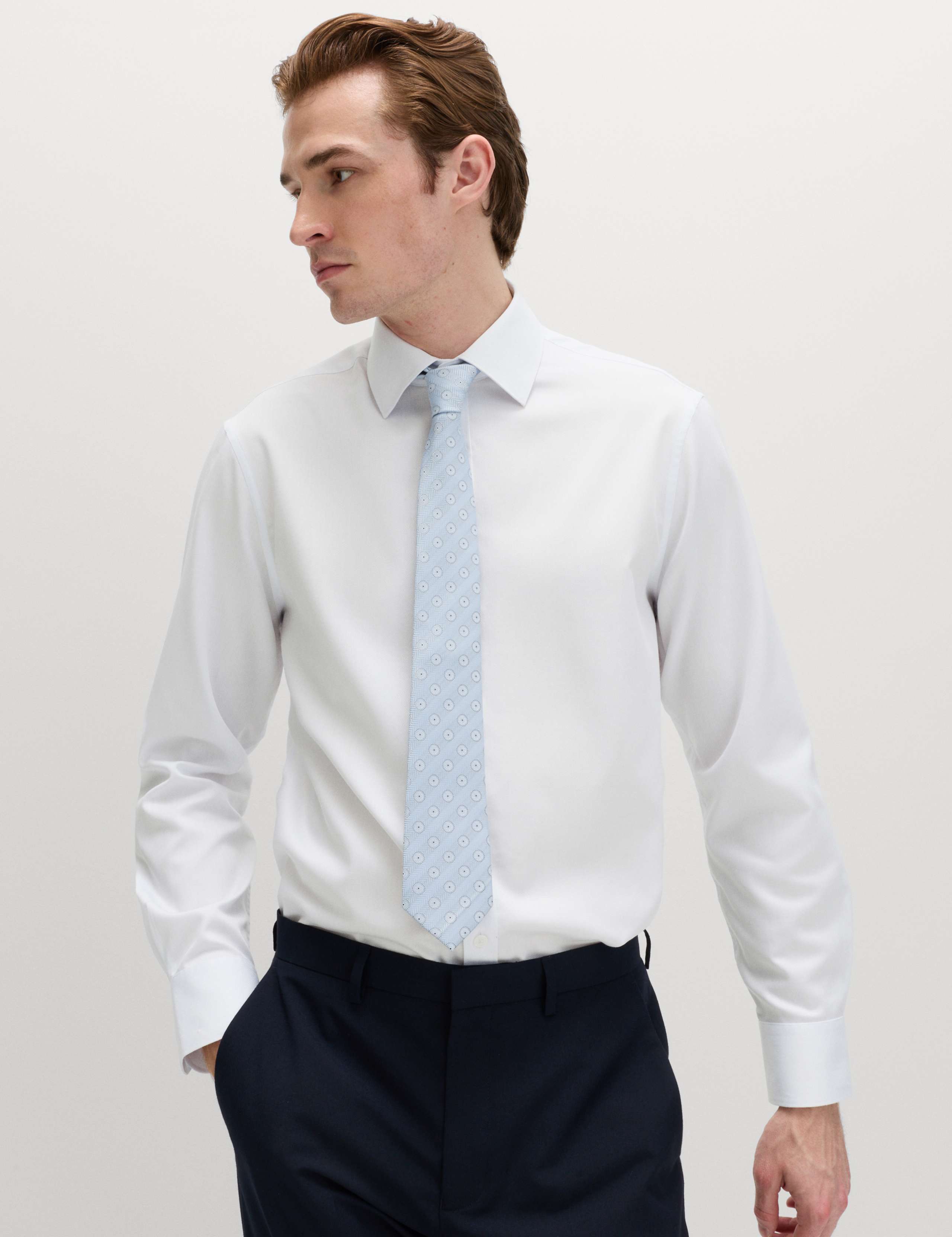 Slim Fit Easy Iron Shirt & Tie Set 1 of 7