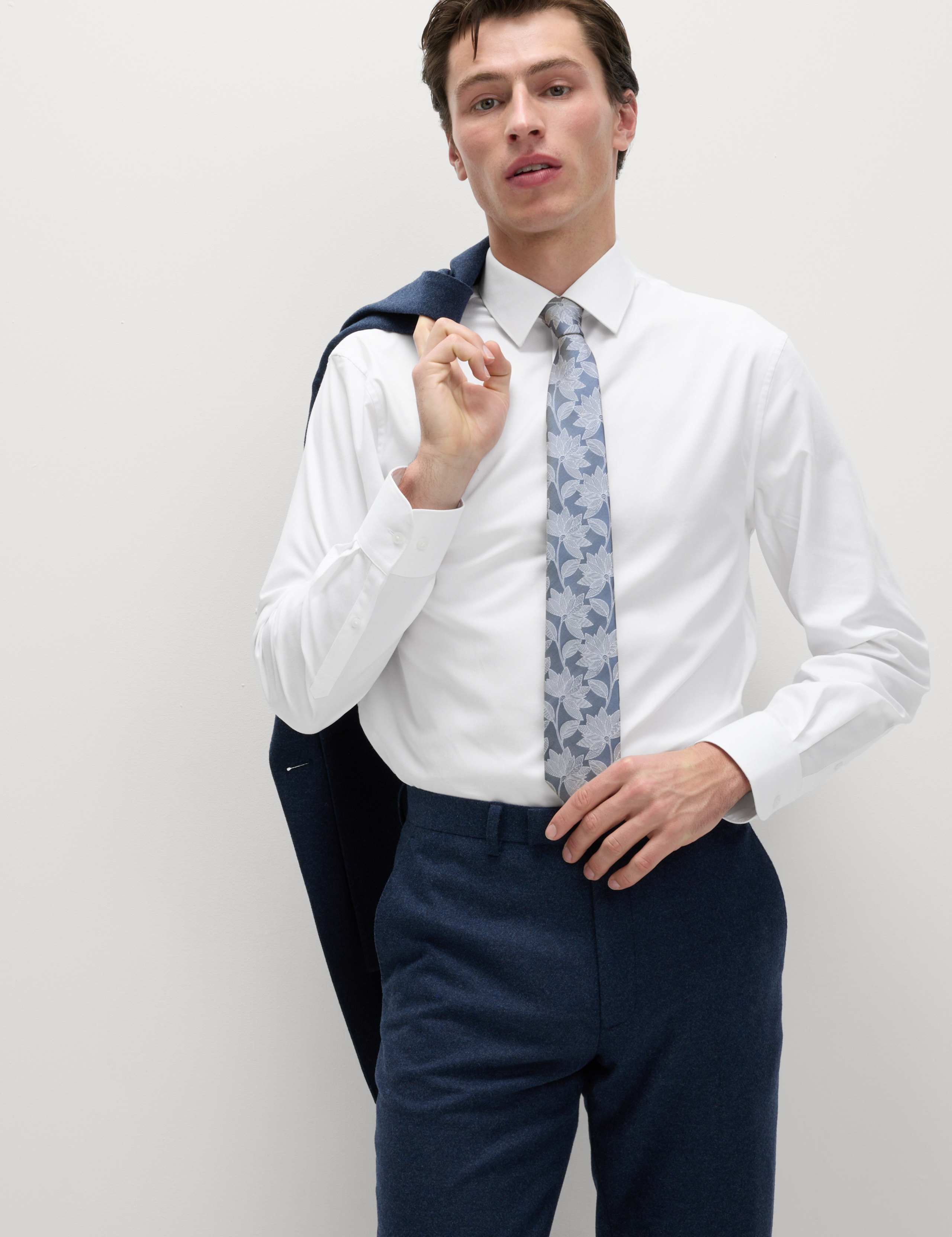 4pc Regular Fit Easy Iron Shirt and Tie Set 5 of 8