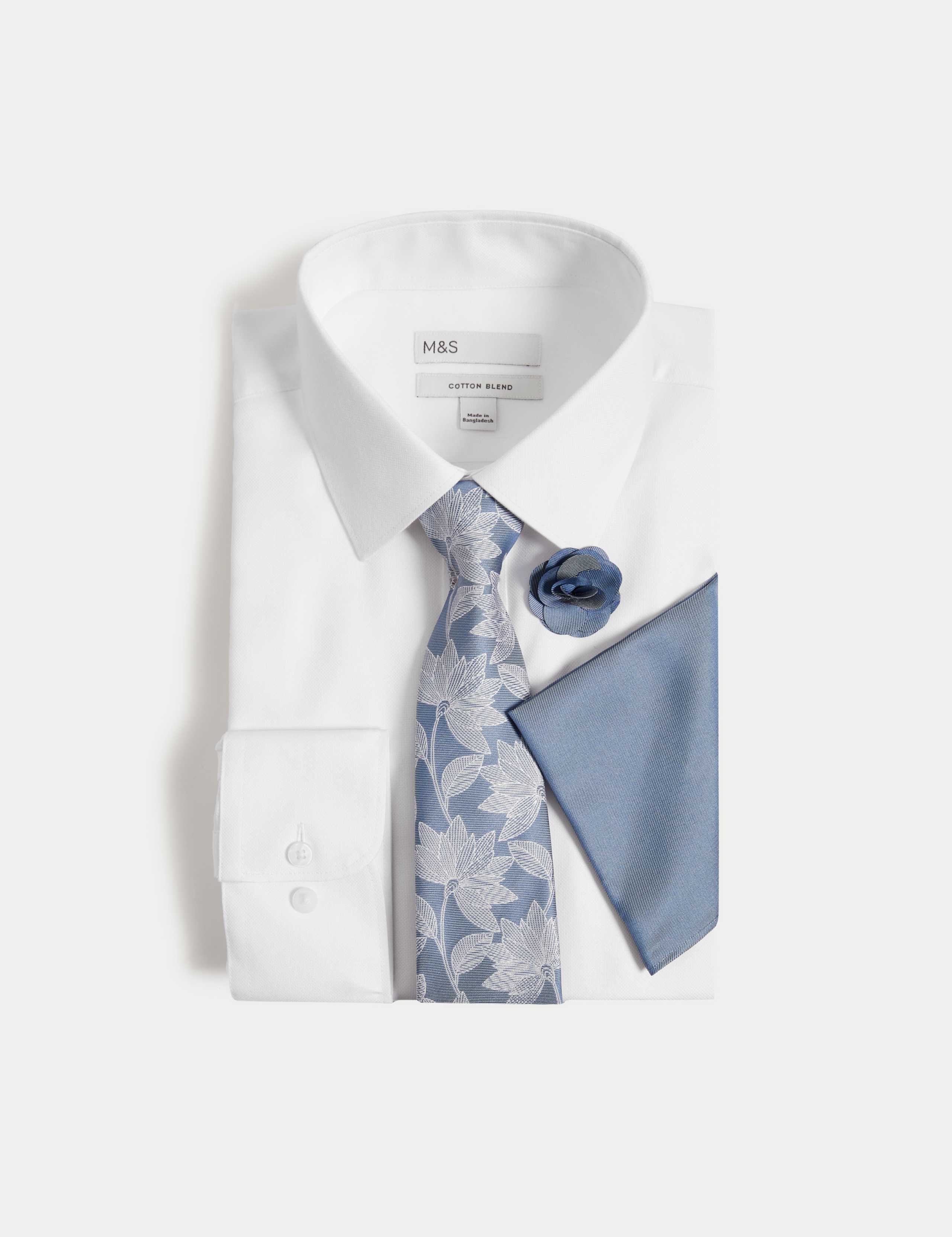 4pc Regular Fit Easy Iron Shirt and Tie Set 2 of 8