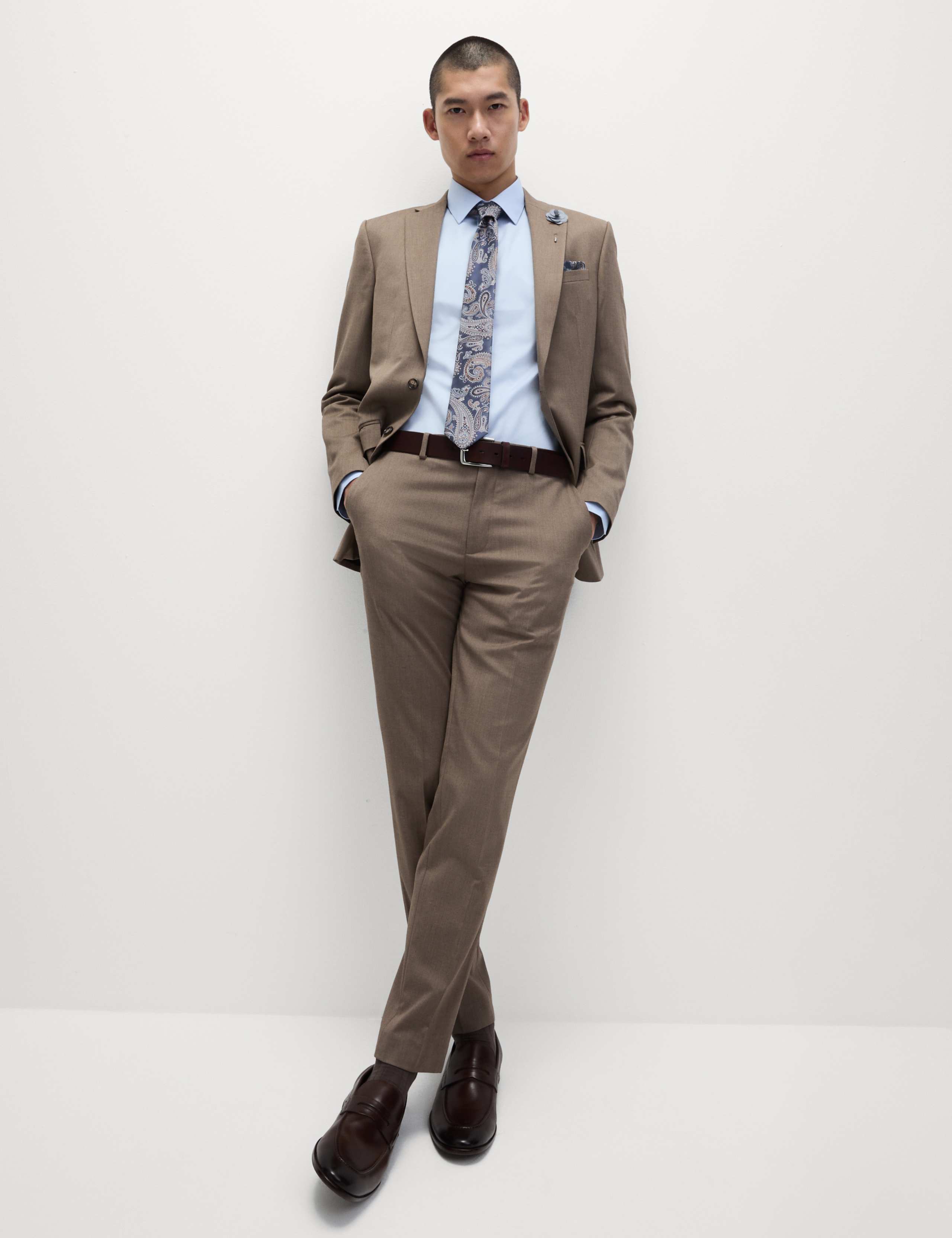 4pc Regular Fit Easy Iron Shirt and Tie Set 3 of 6
