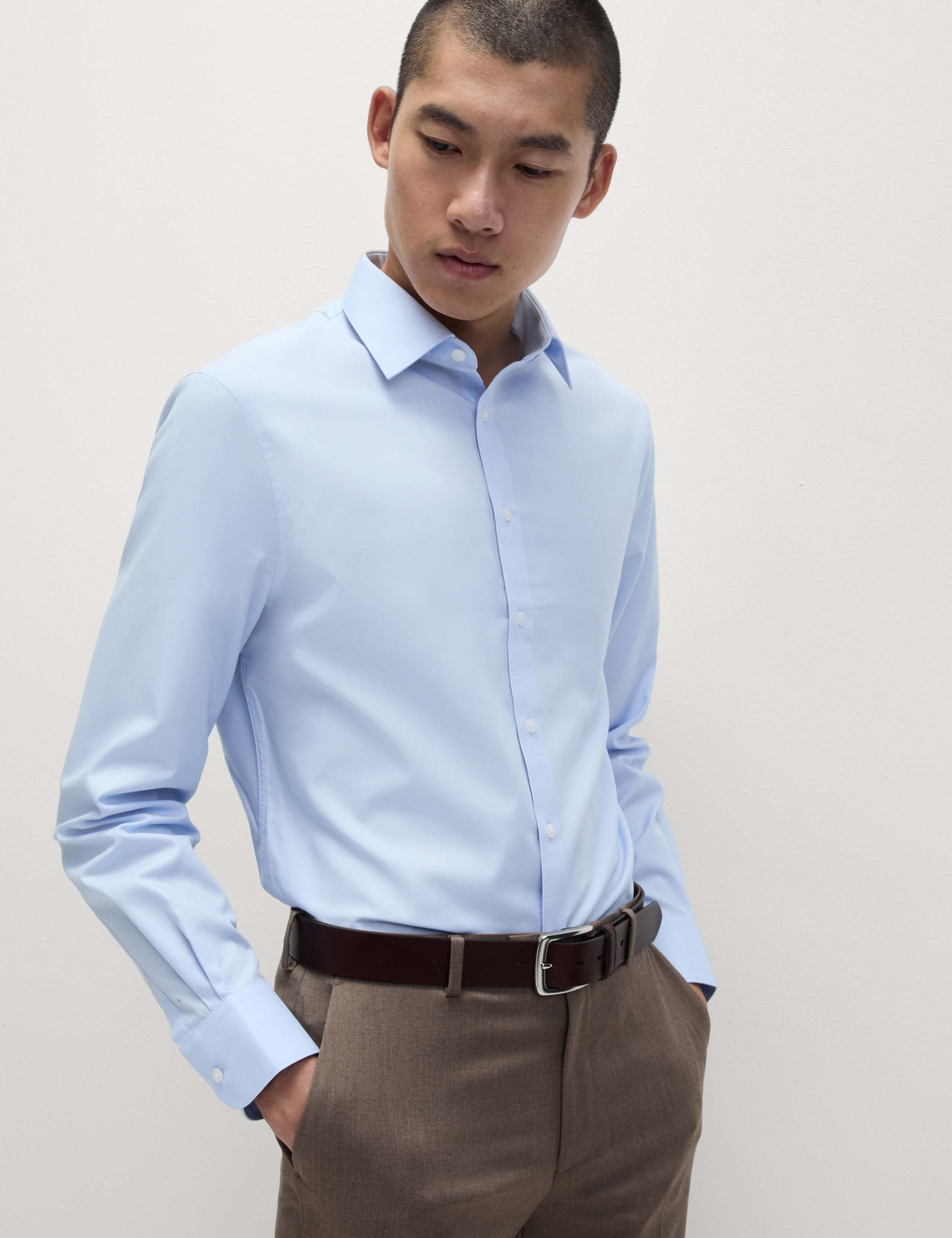 4pc Regular Fit Easy Iron Shirt and Tie Set 5 of 6