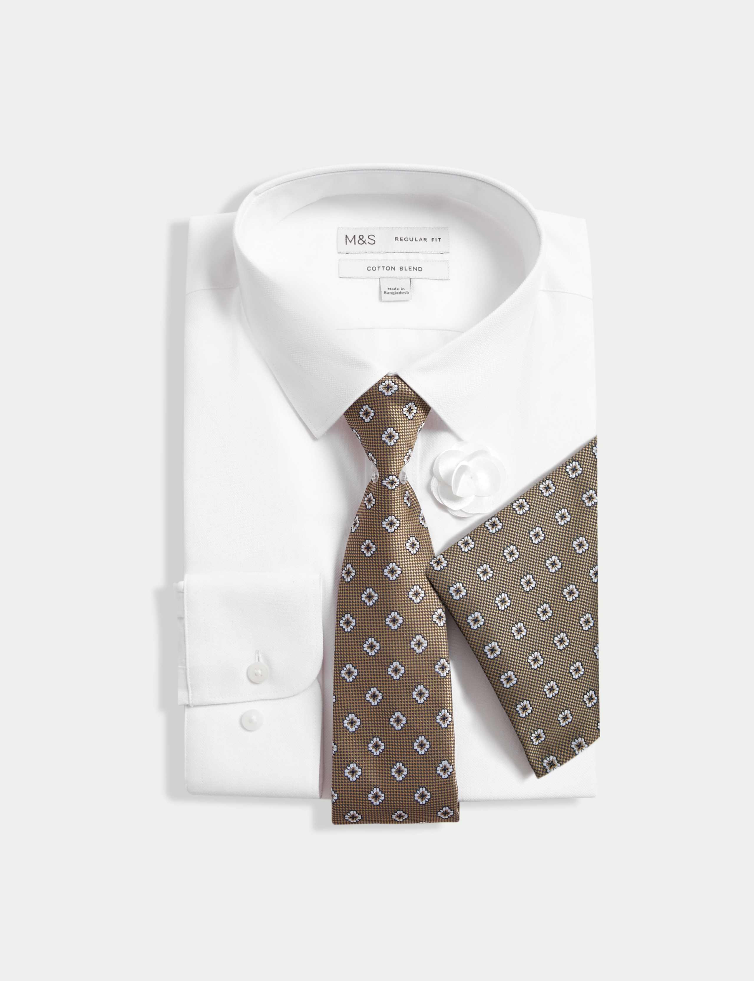 4pc Regular Fit Easy Iron Shirt and Tie Set 2 of 6