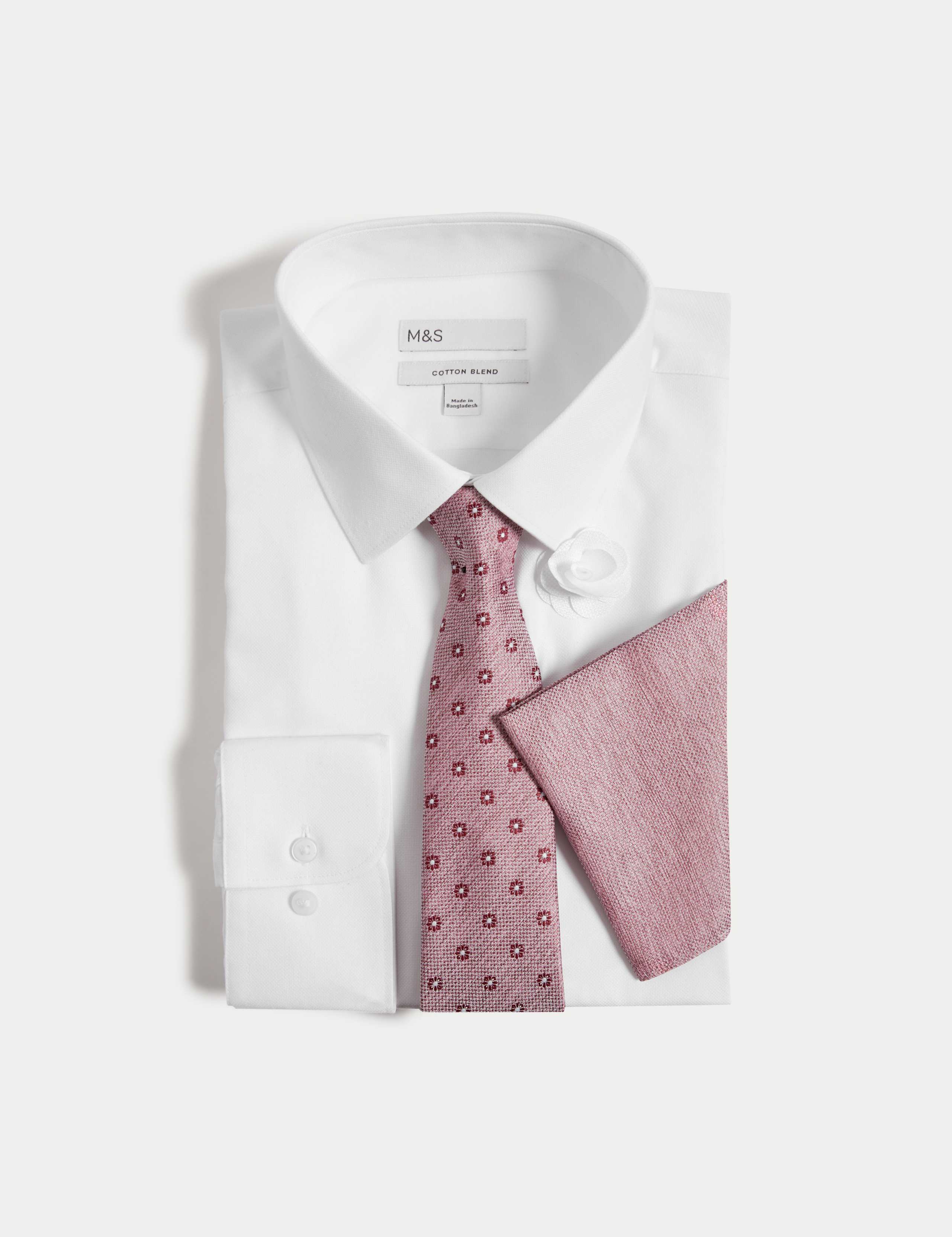 4pc Regular Fit Easy Iron Shirt and Tie Set 2 of 7