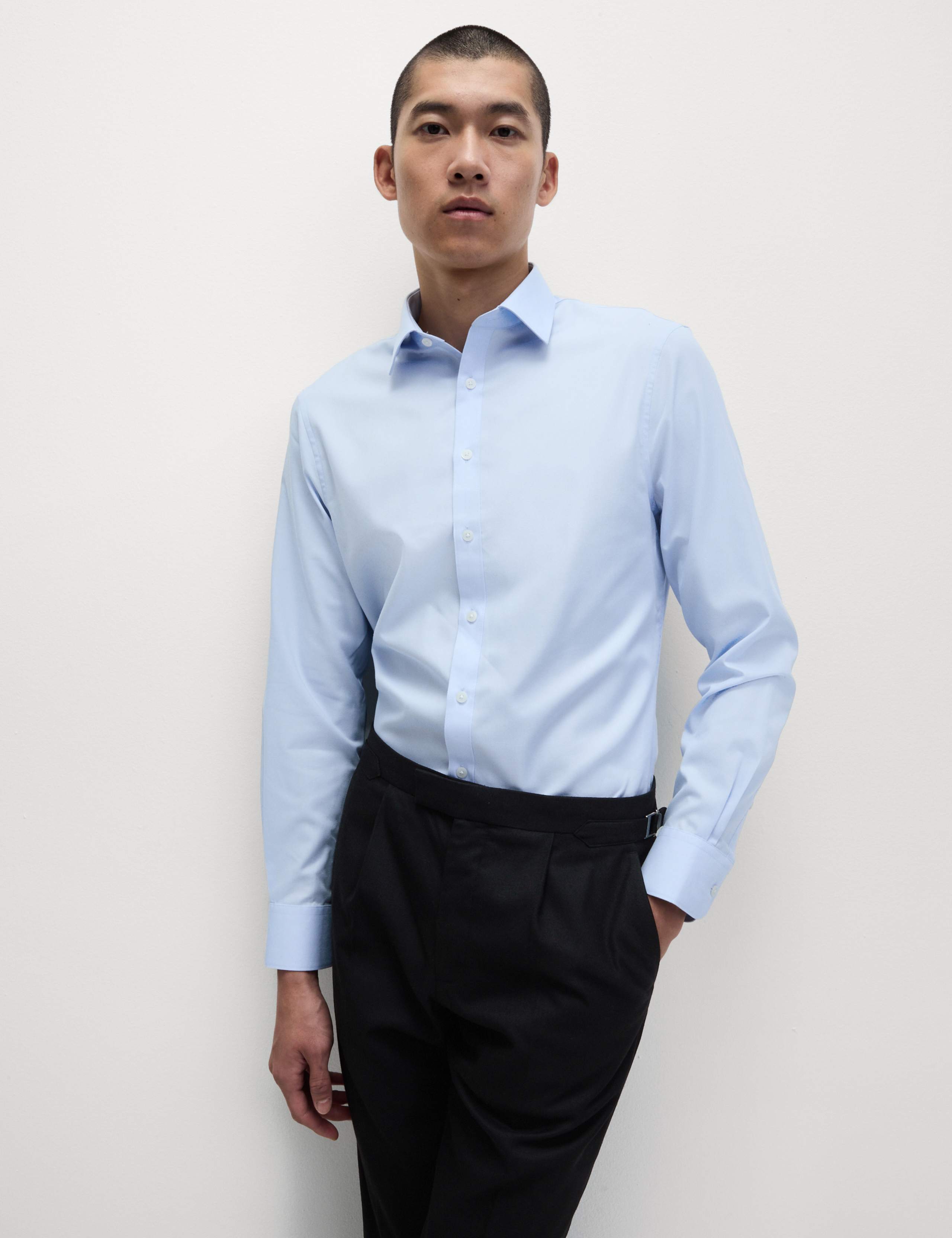 4pc Slim Fit Easy Iron Shirt and Tie Set 6 of 6