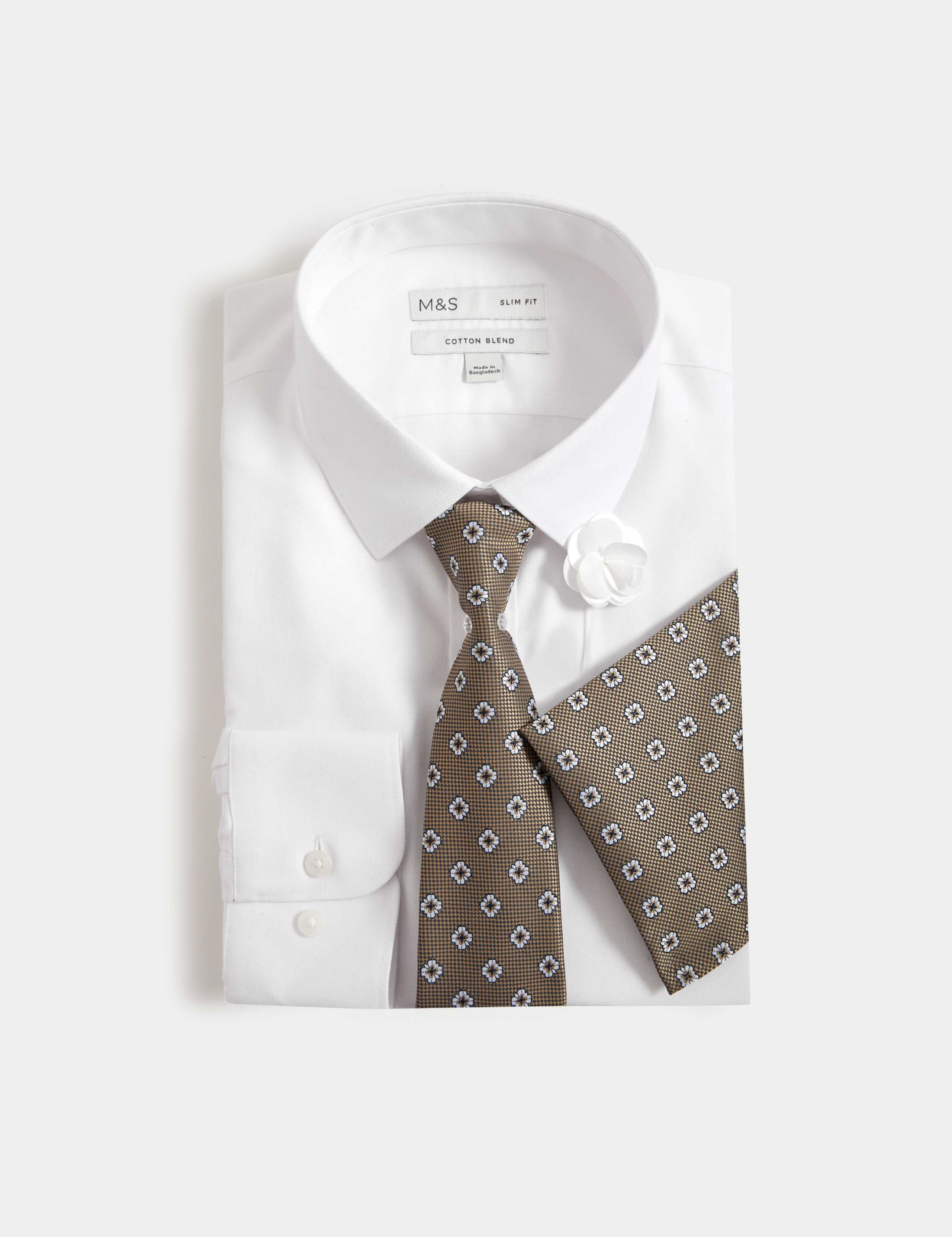 4pc Slim Fit Easy Iron Shirt and Tie Set 2 of 6