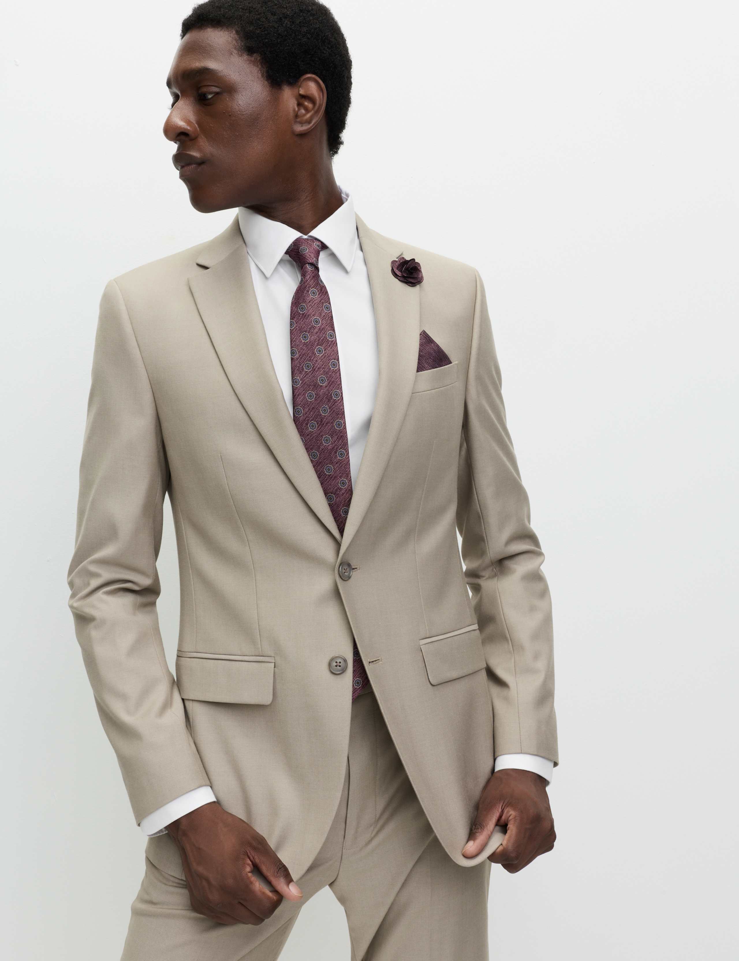 4pc Slim Fit Easy Iron Shirt and Tie Set 1 of 8