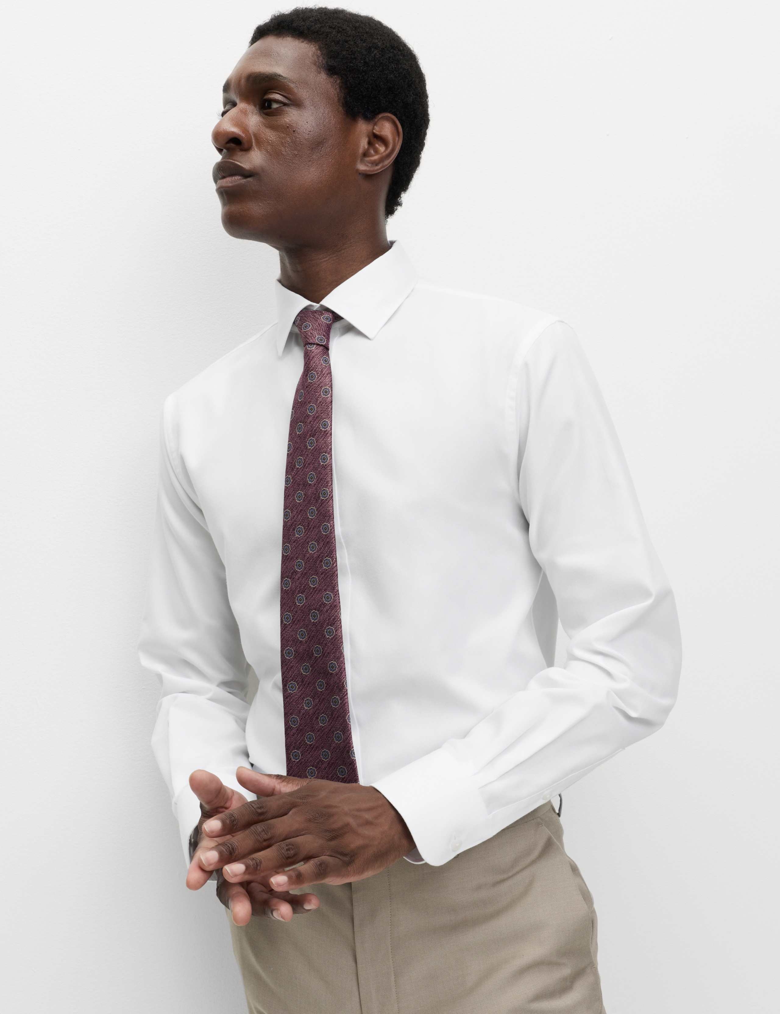 4pc Slim Fit Easy Iron Shirt and Tie Set 5 of 8