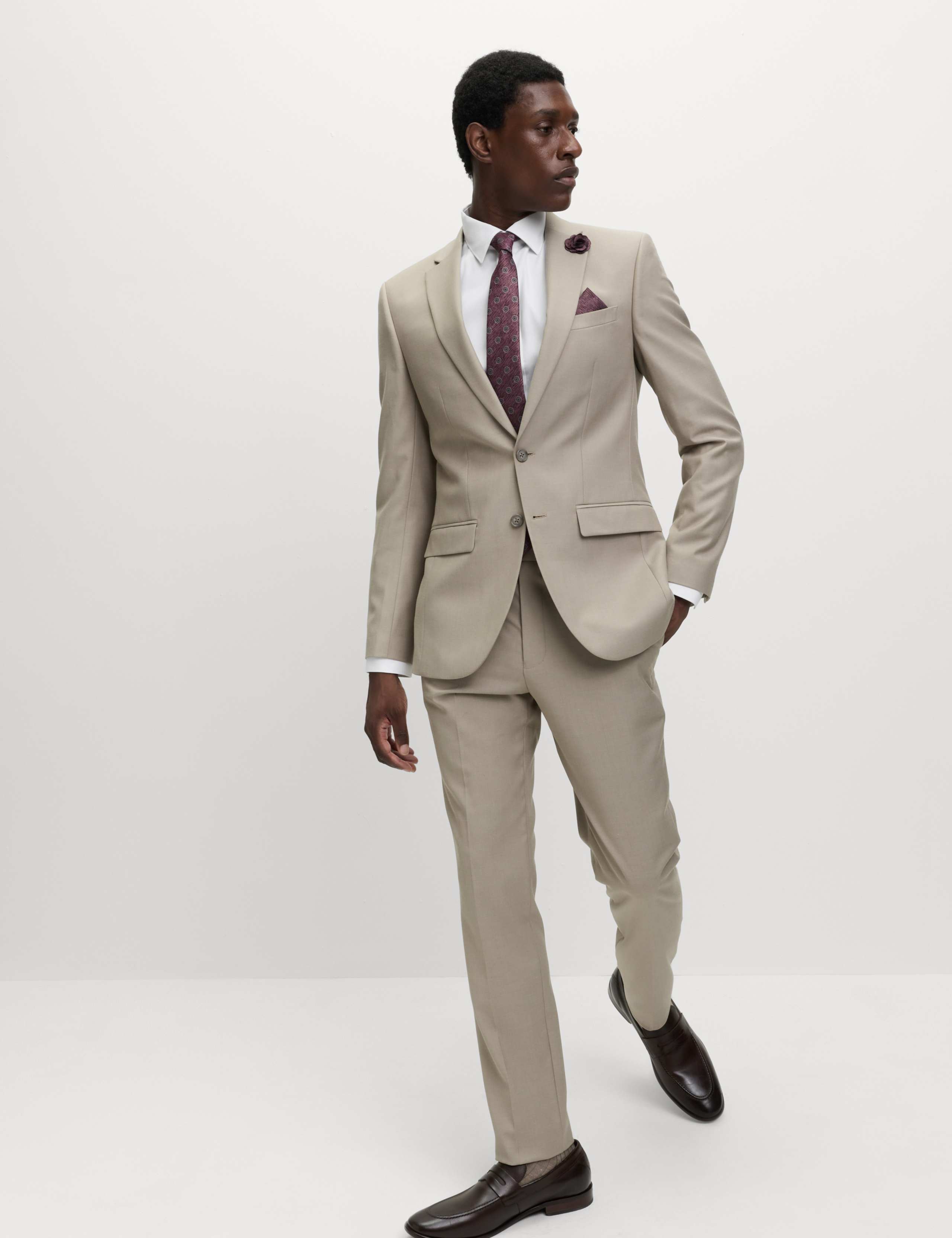 4pc Slim Fit Easy Iron Shirt and Tie Set 6 of 8