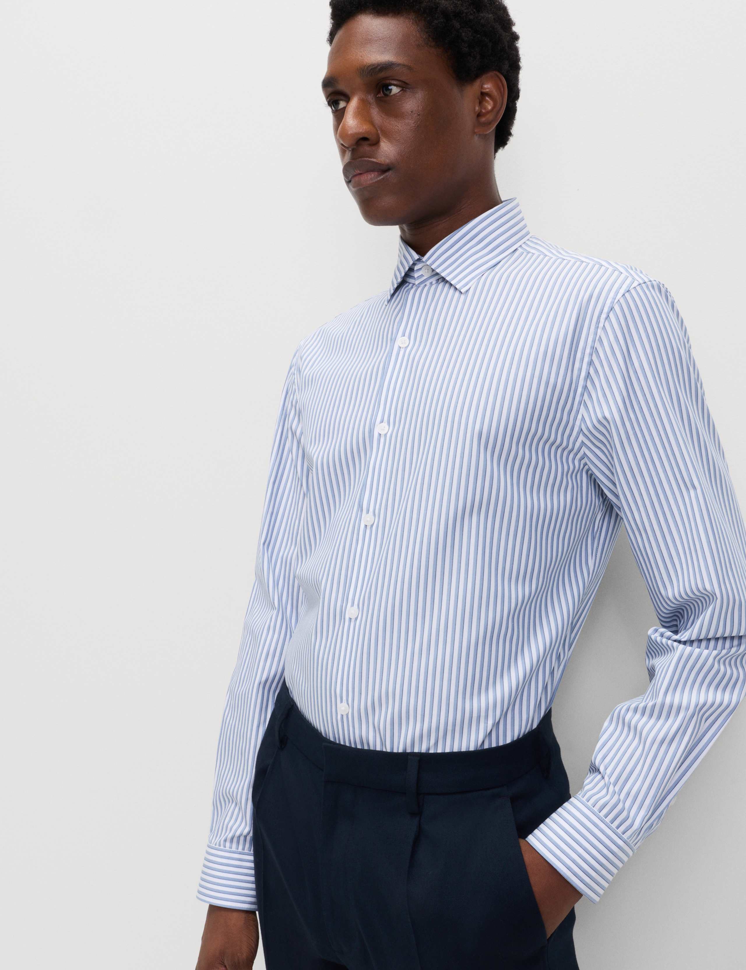 Regular Fit Easy Iron Pure Cotton Striped Shirt 3 of 5