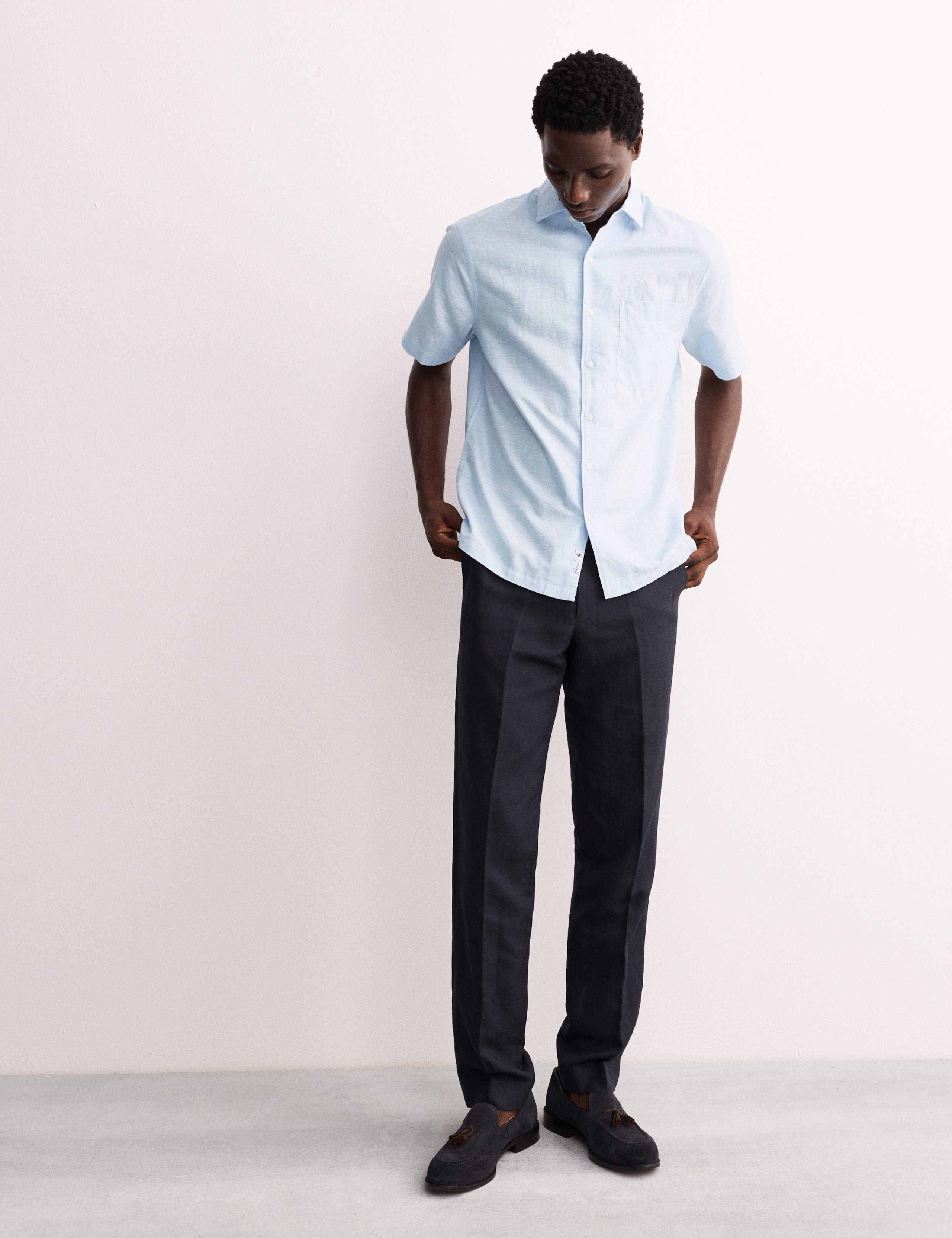 Regular Fit Luxury Linen Cotton Blend Short Sleeve Shirt 3 of 8