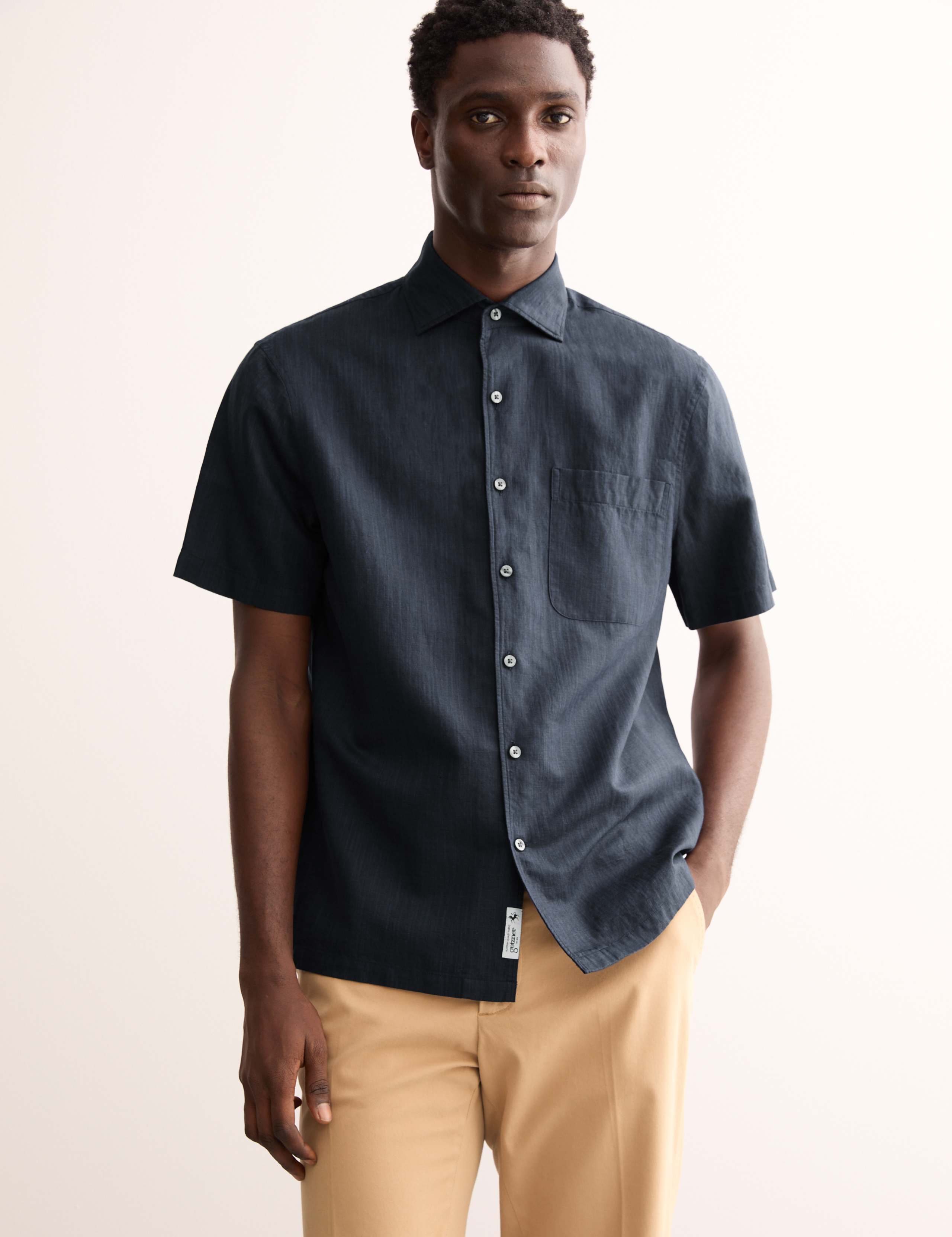 Regular Fit Luxury Linen Cotton Blend Short Sleeve Shirt 6 of 8