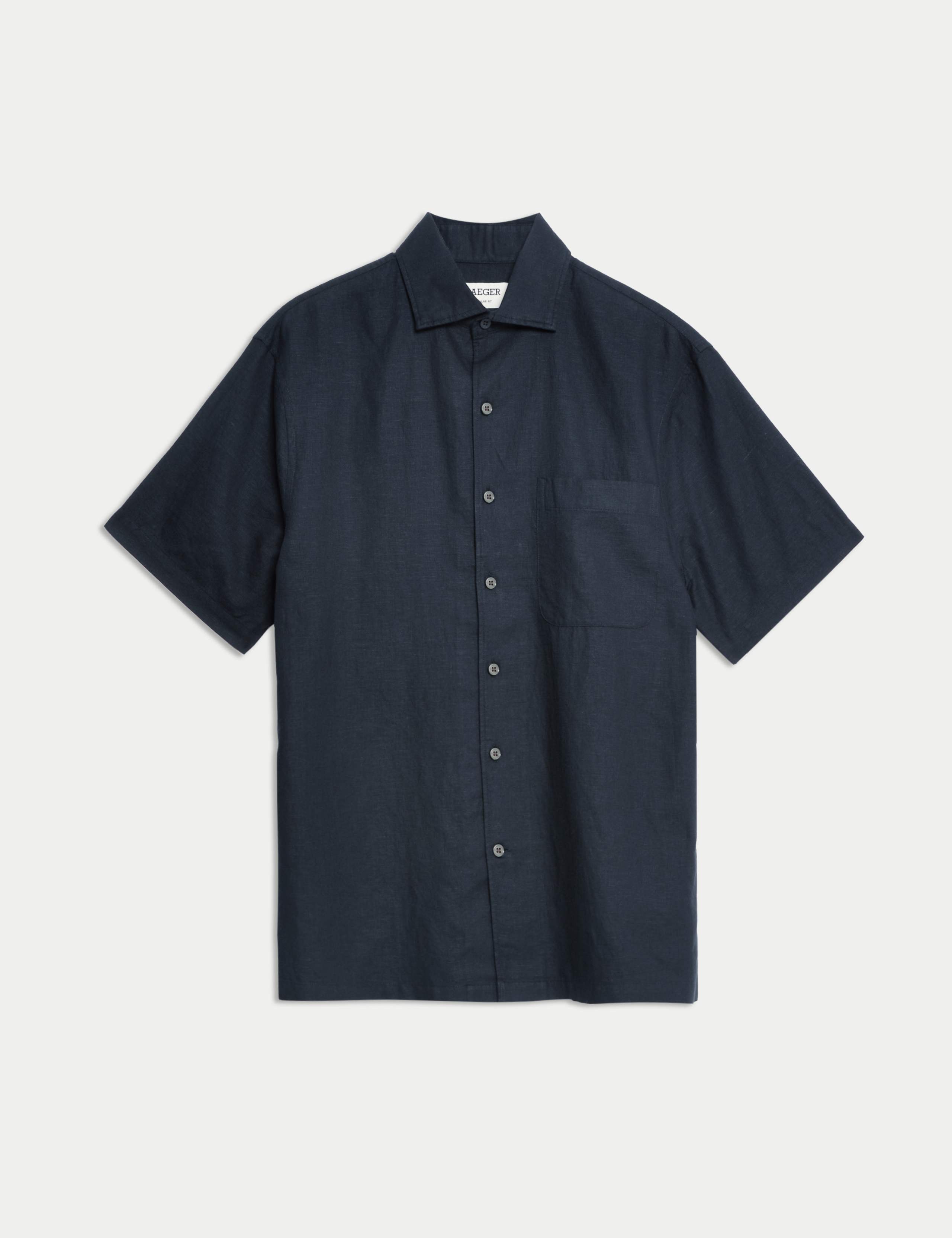 Regular Fit Luxury Linen Cotton Blend Short Sleeve Shirt 2 of 8