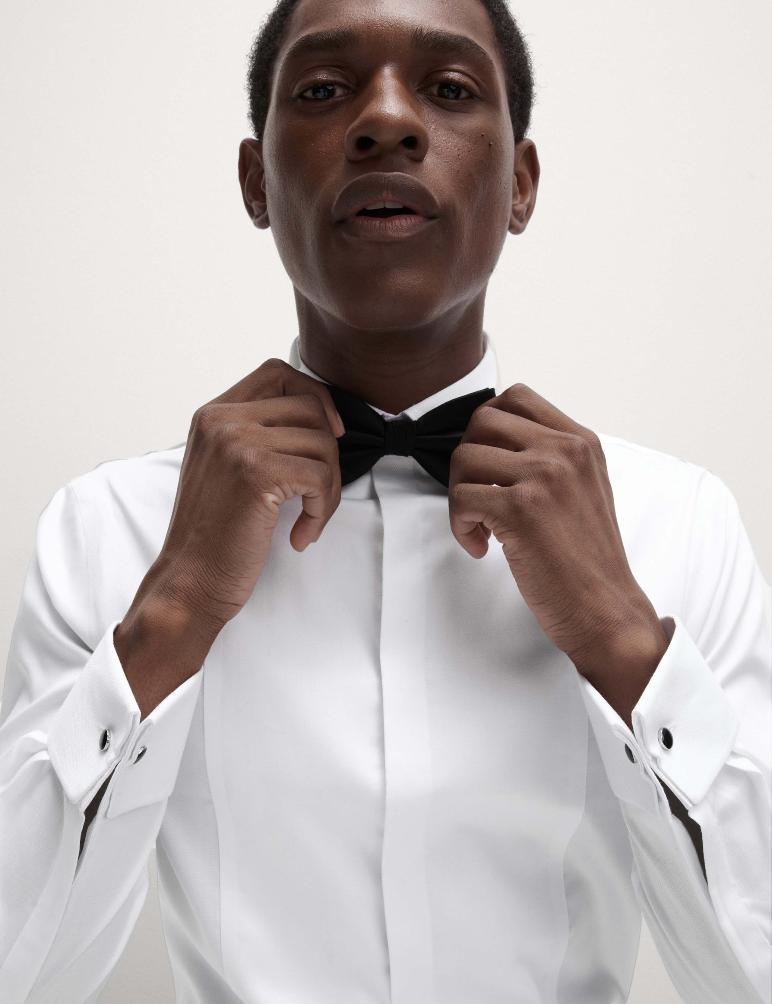 Slim Fit Cotton Dress Shirt with Bow Tie 1 of 8