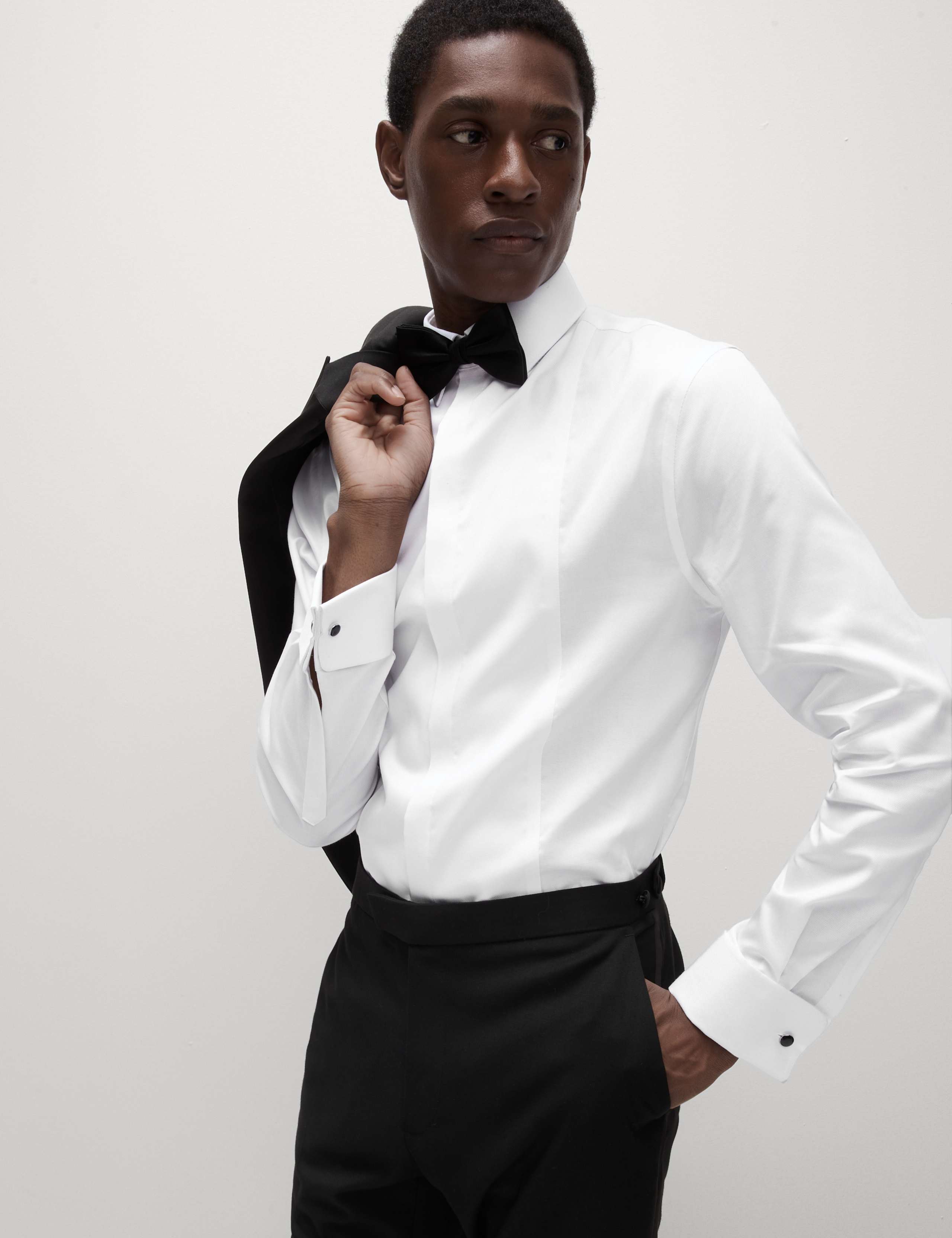 Slim Fit Cotton Dress Shirt with Bow Tie 6 of 8
