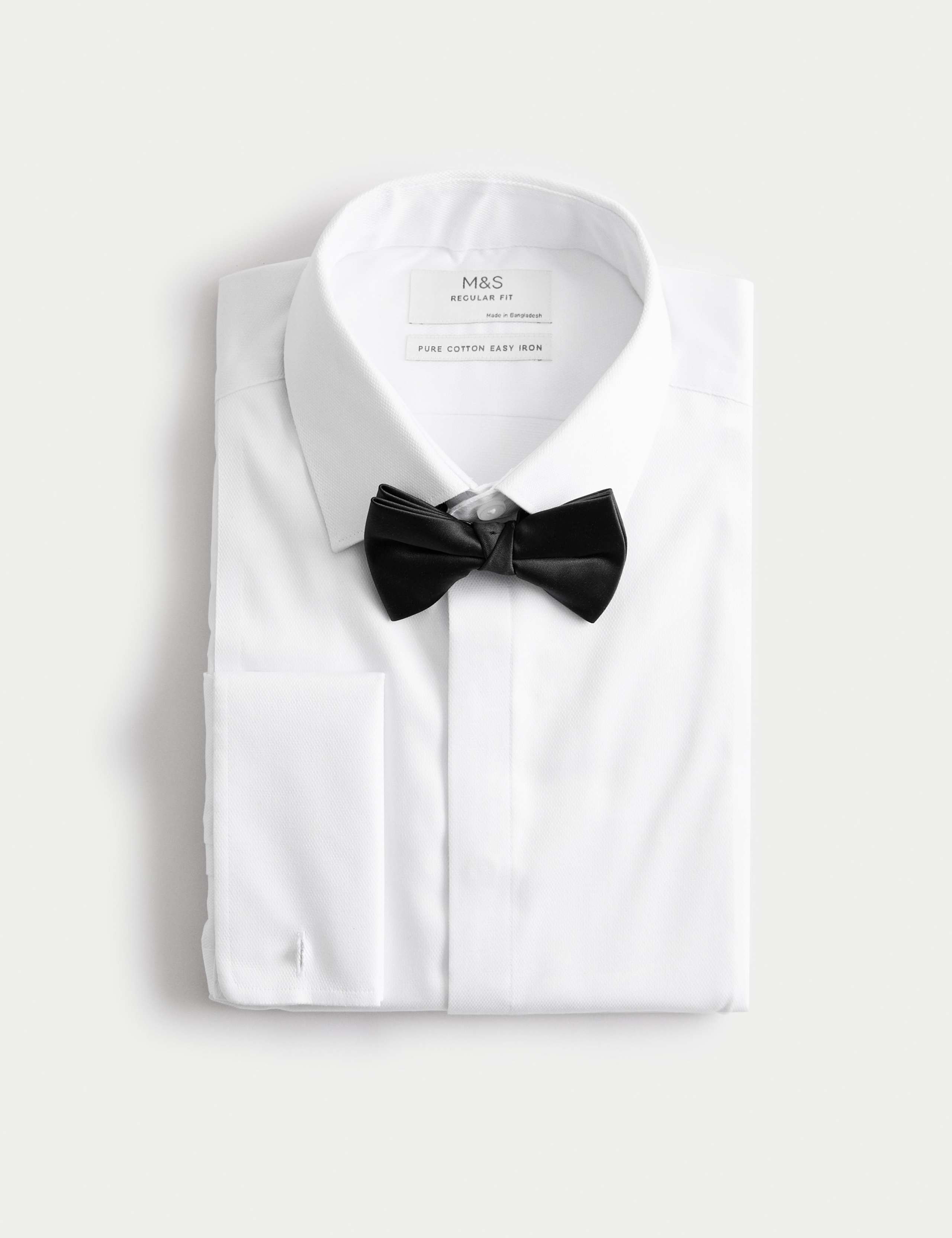 Regular Fit 2 Inch Shorter Luxury Cotton Shirt with Bow Tie 1 of 2