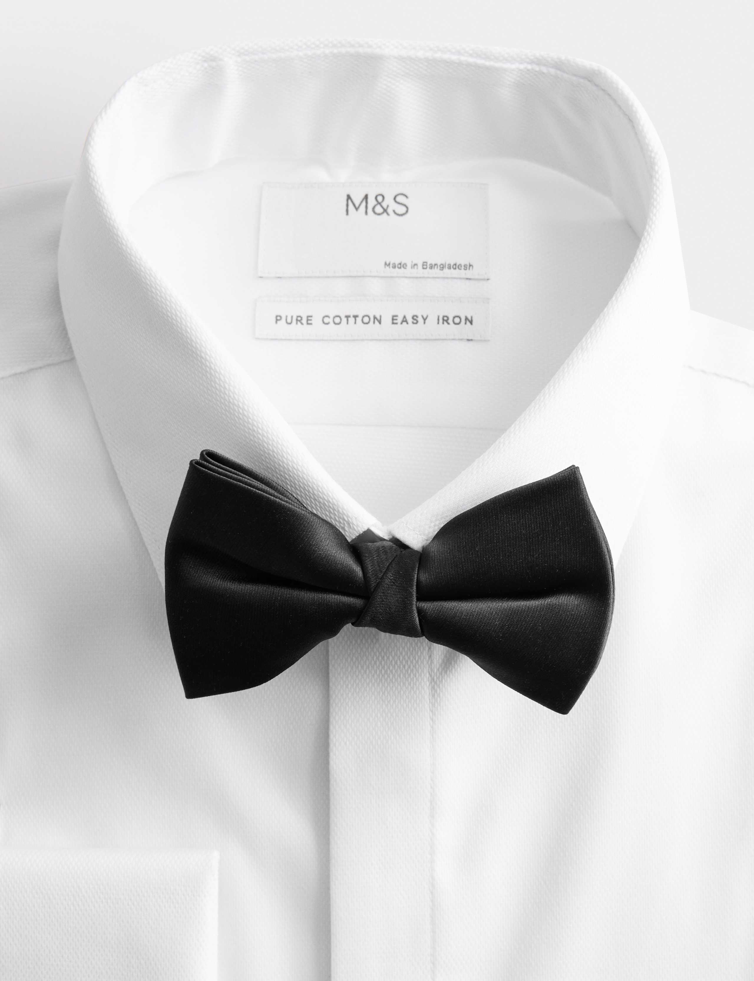 Slim Fit 2 Inch Luxury Cotton Dress Shirt with Bow Tie 2 of 2