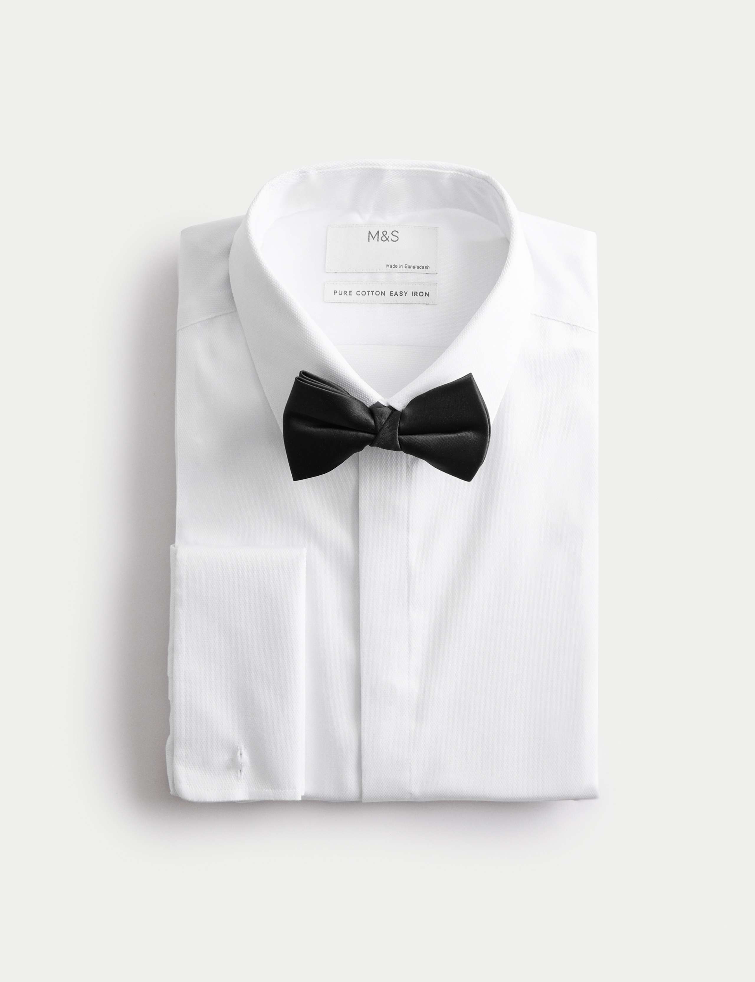 Slim Fit 2 Inch Luxury Cotton Dress Shirt with Bow Tie 1 of 2