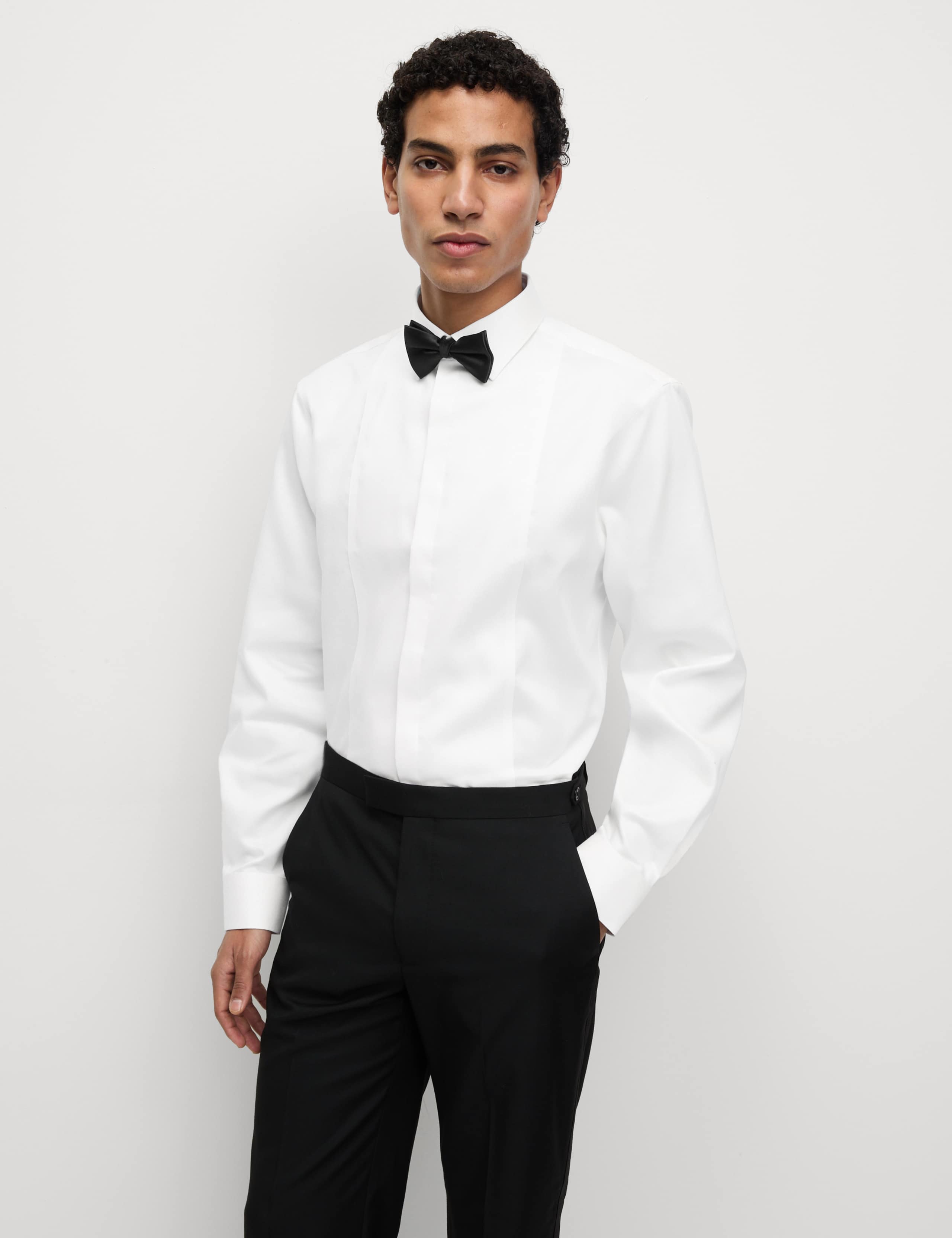 Regular Fit Cotton Dress Shirt with Bow Tie 4 of 6