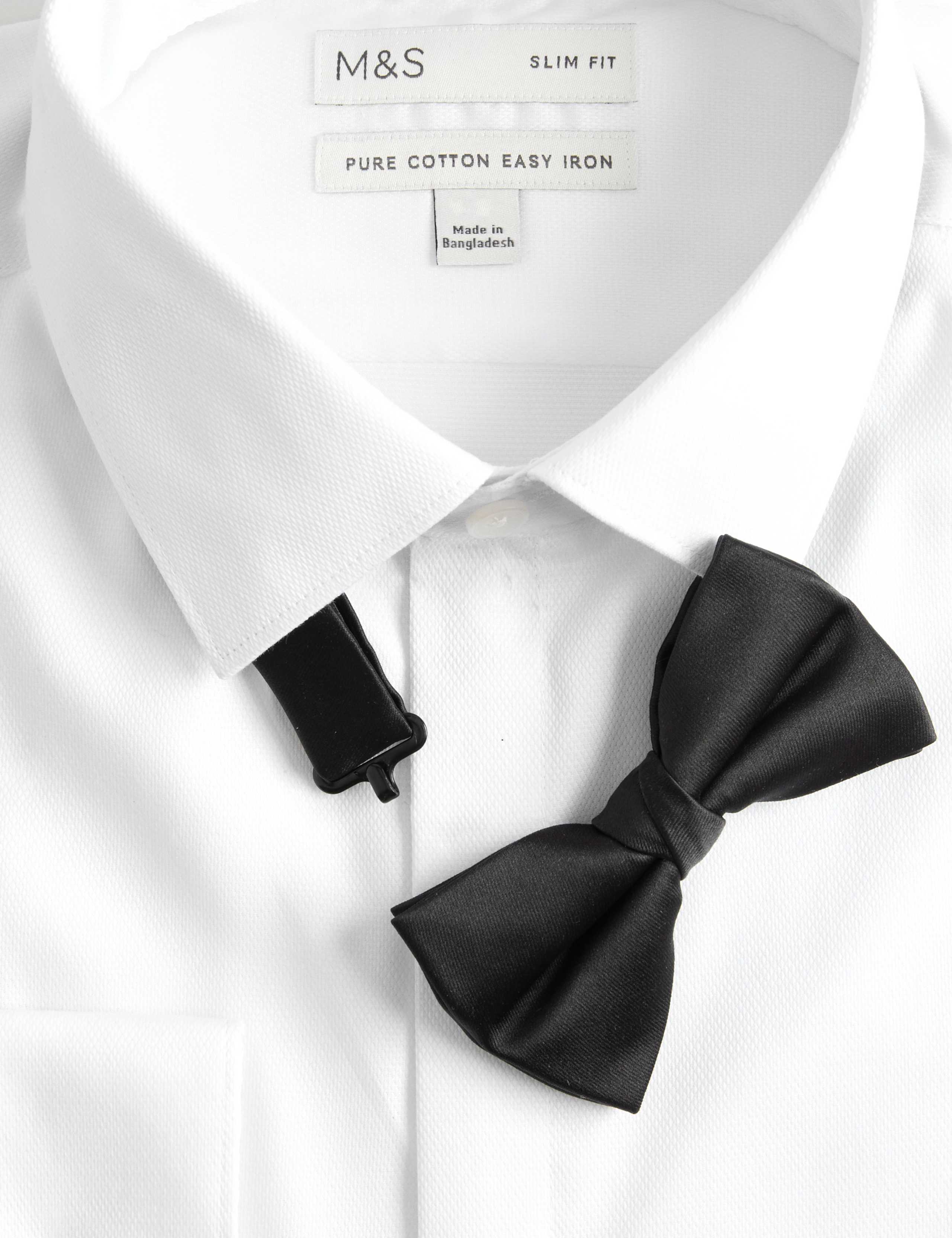Slim Fit Cotton Dress Shirt with Bow Tie 7 of 7