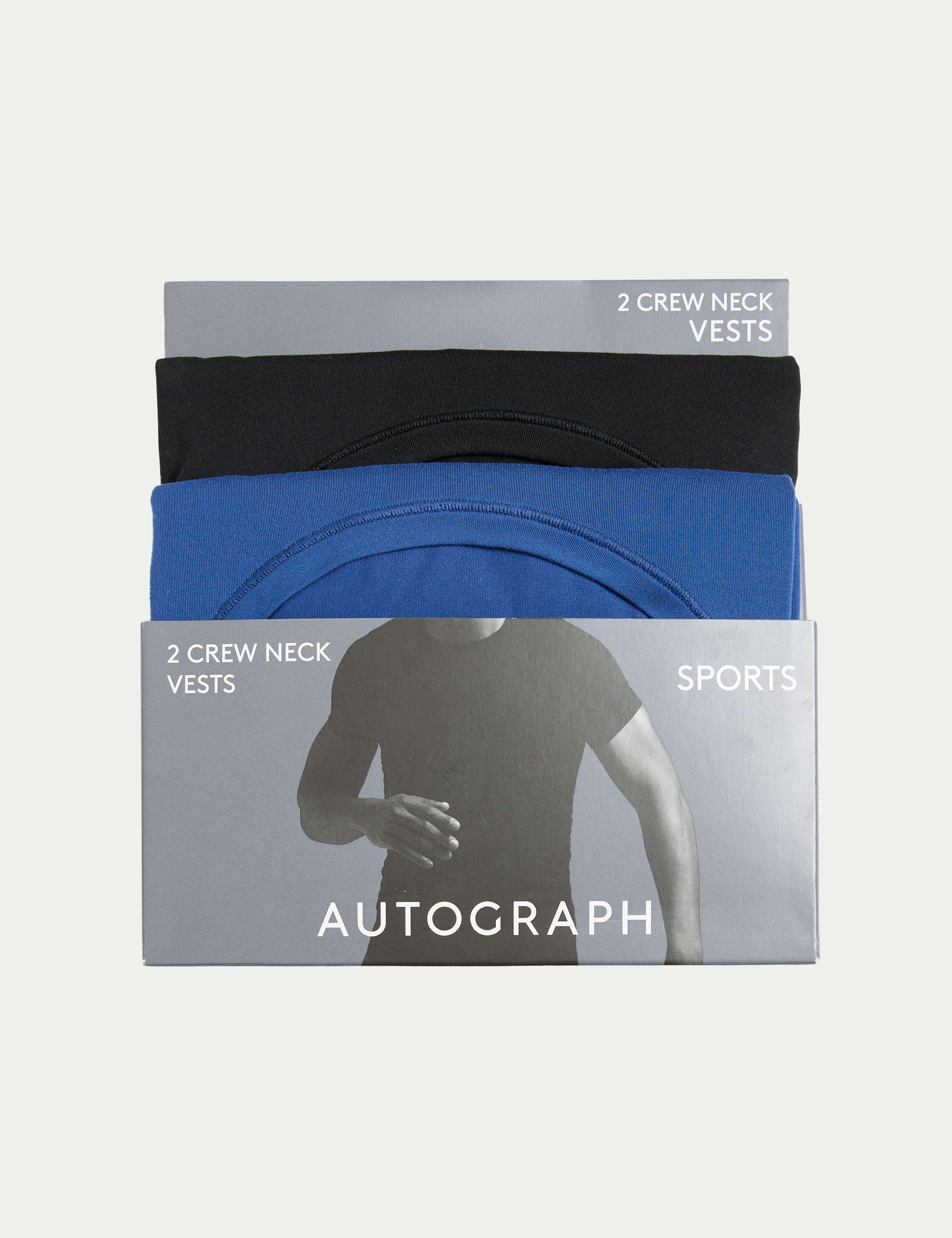 2 Pack Sport Crew Neck T-Shirt Vests with Stretch 3 of 3