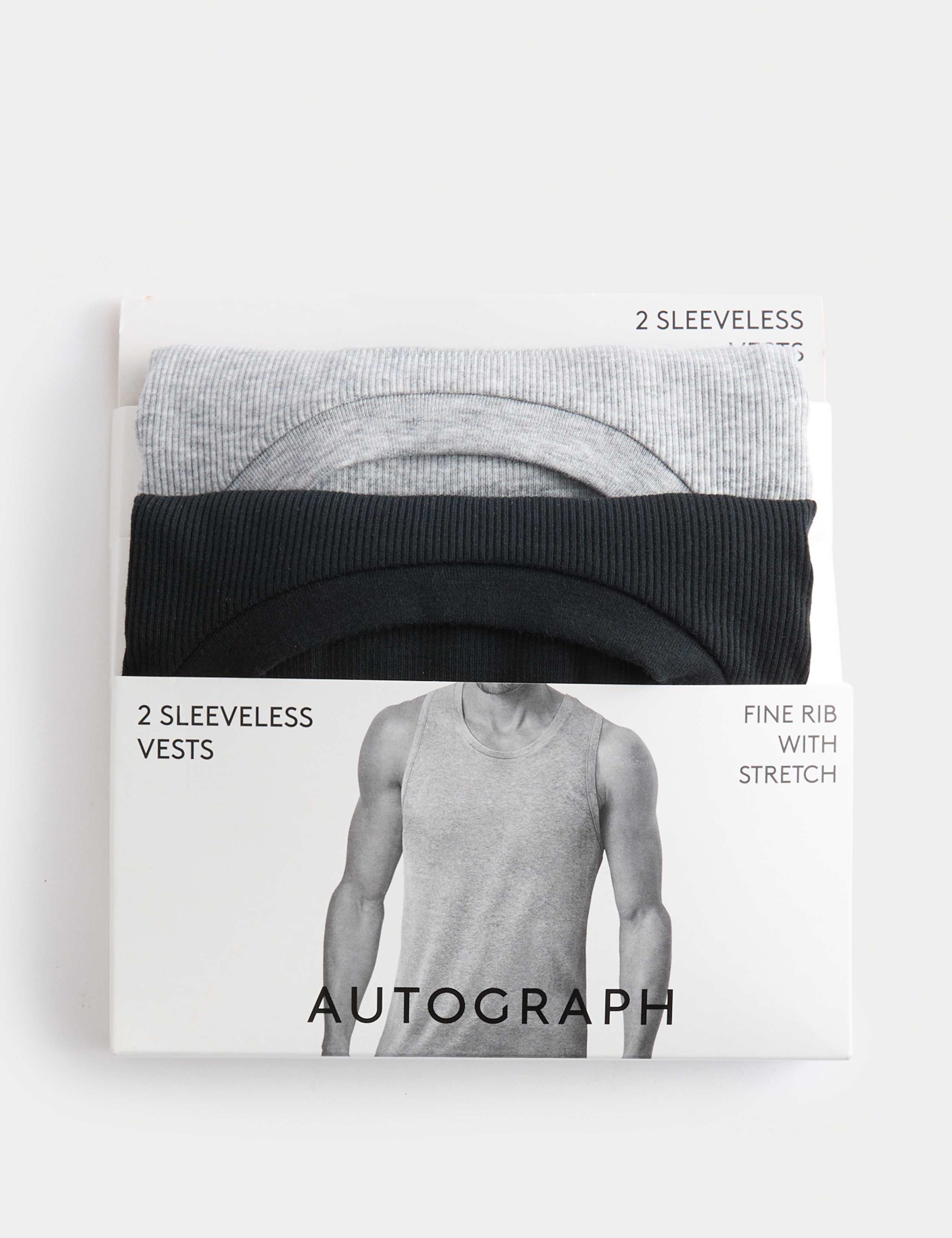 2 Pack Cotton Rich Ribbed Sleeveless Vests 3 of 3