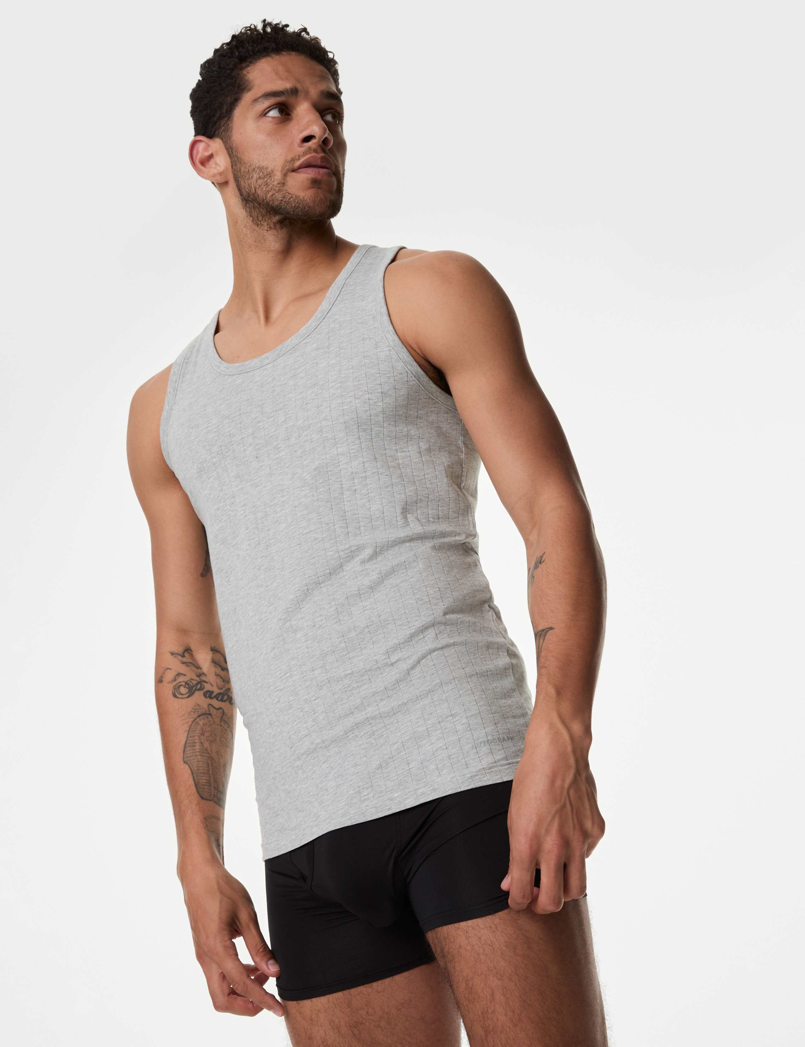2pk Supima® Cotton Drop Needle Sleeveless Vest Box 3 of 6