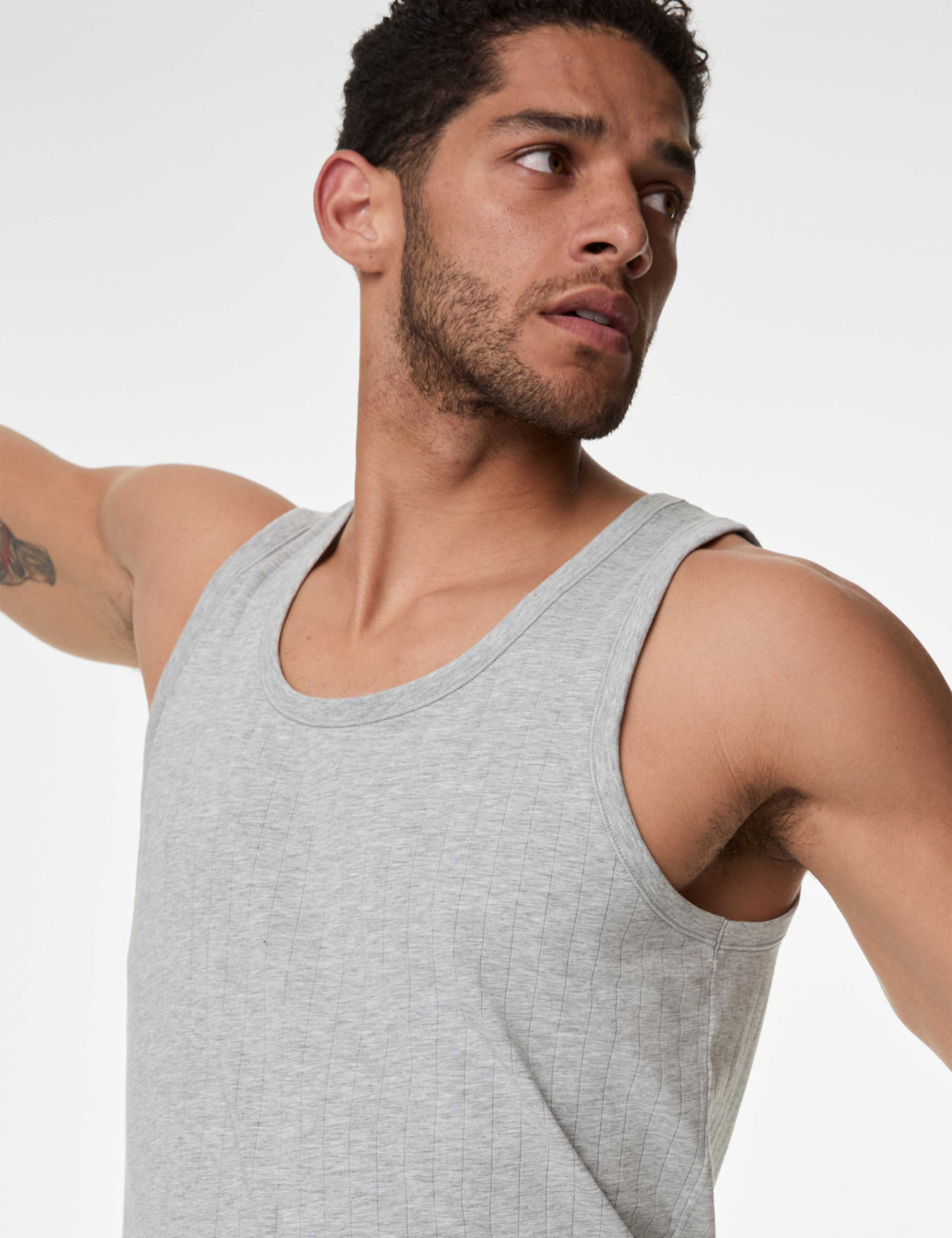 2 Pack Supima® Cotton Drop Needle Sleeveless Vest Box 4 of 6