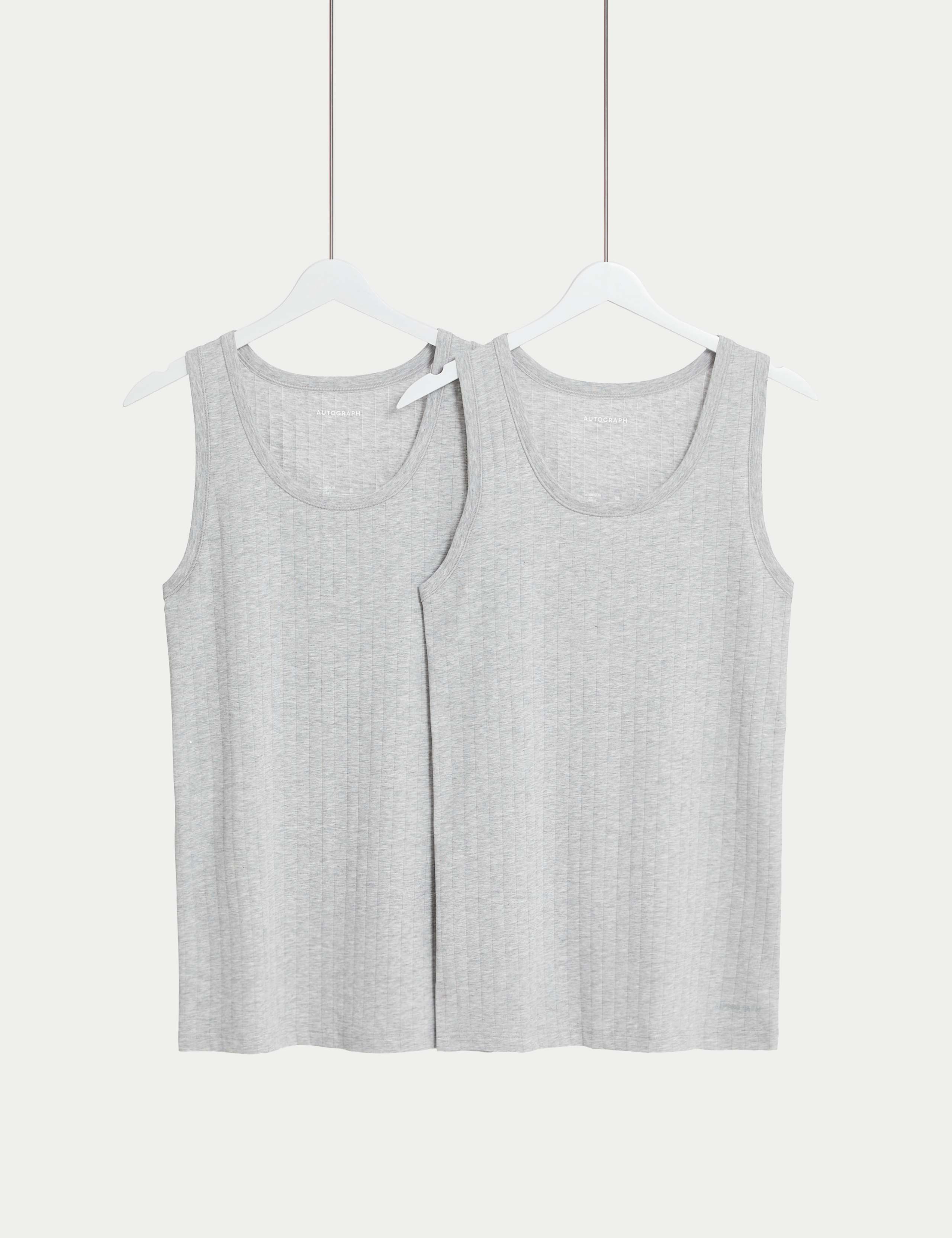 2pk Supima® Cotton Drop Needle Sleeveless Vest Box 5 of 6