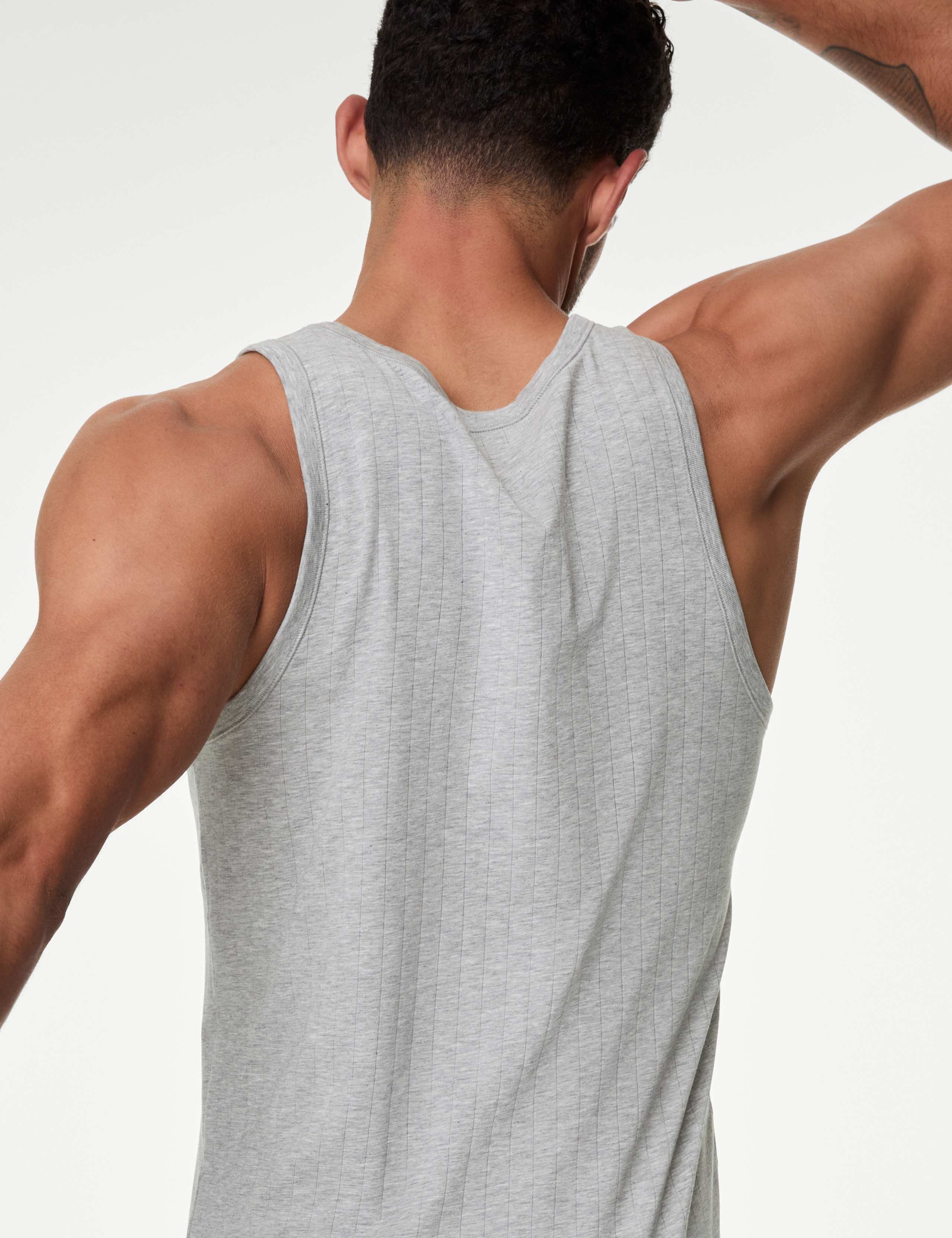 2 Pack Supima® Cotton Drop Needle Sleeveless Vest Box 2 of 6