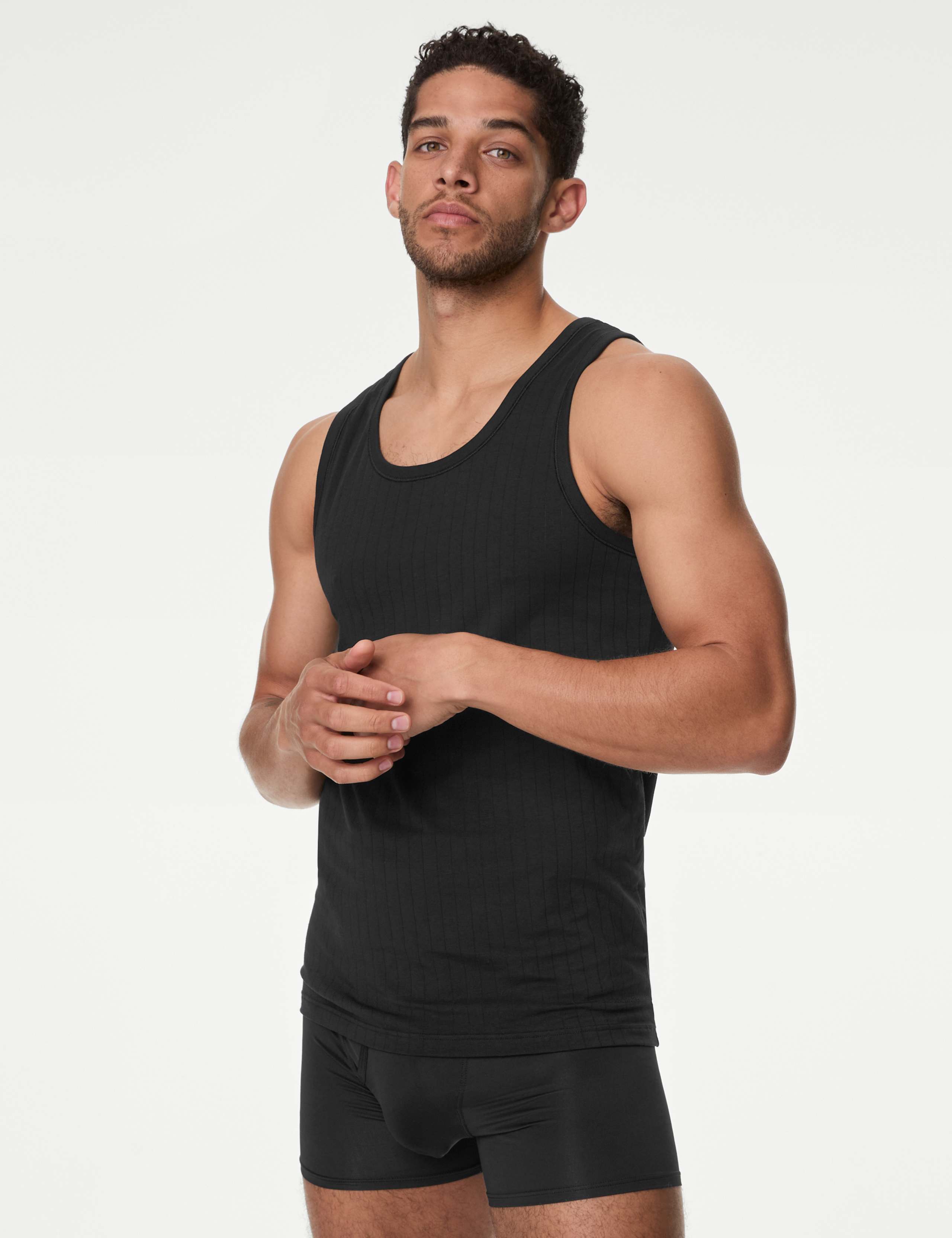 2pk Supima® Cotton Drop Needle Sleeveless Vest Box 3 of 6