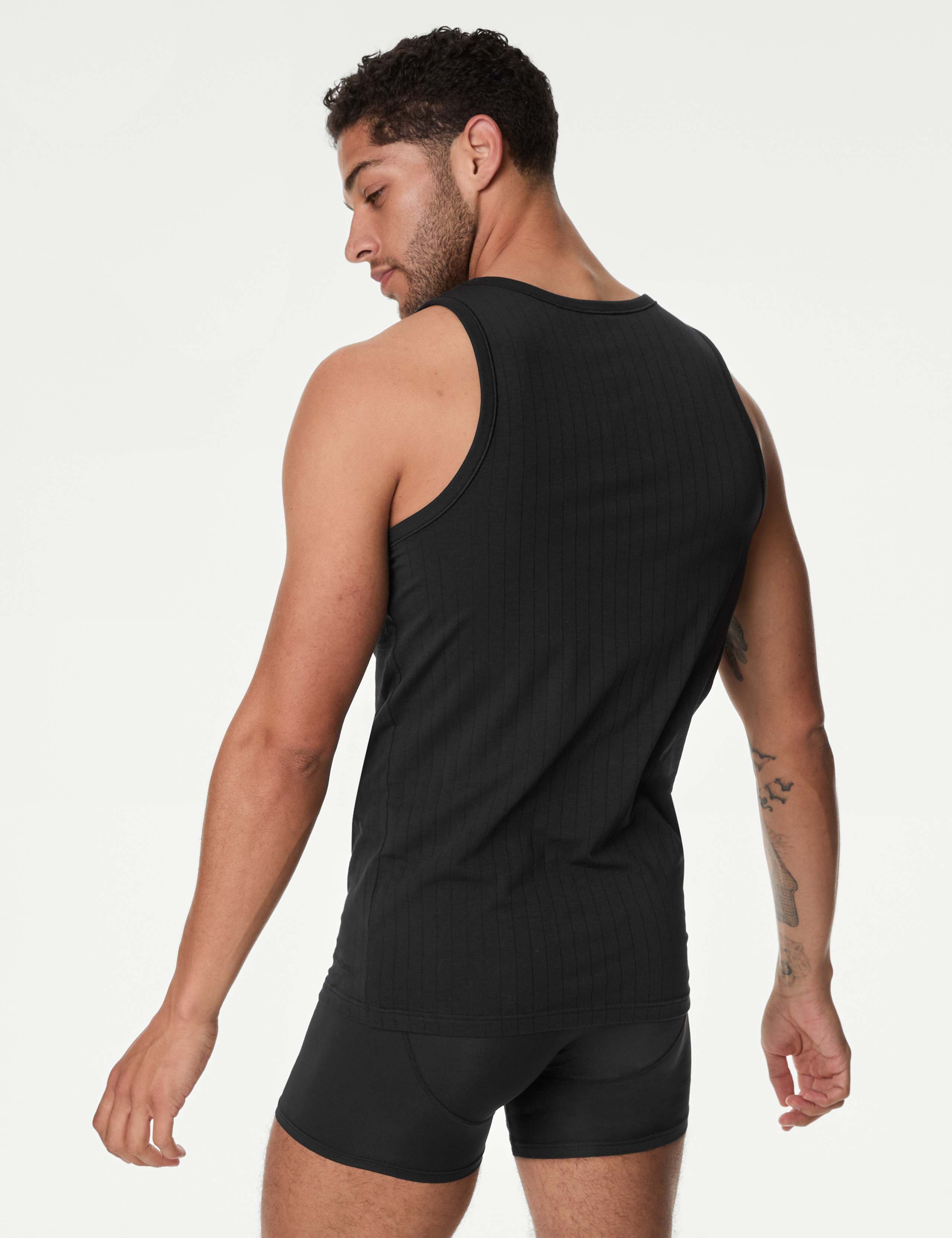 2pk Supima® Cotton Drop Needle Sleeveless Vest Box 2 of 6