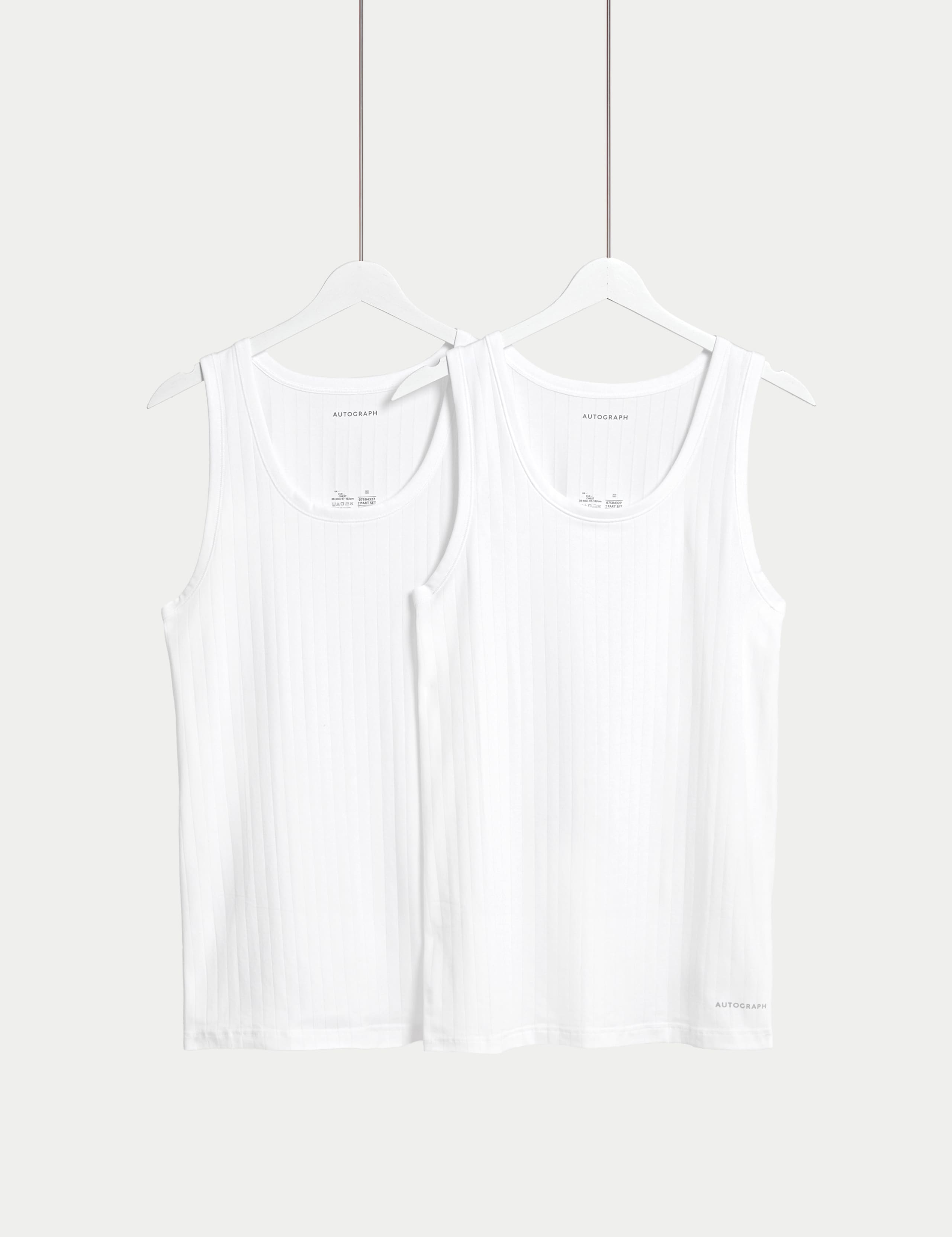 2 Pack Supima® Cotton Drop Needle Sleeveless Vest Box 3 of 6