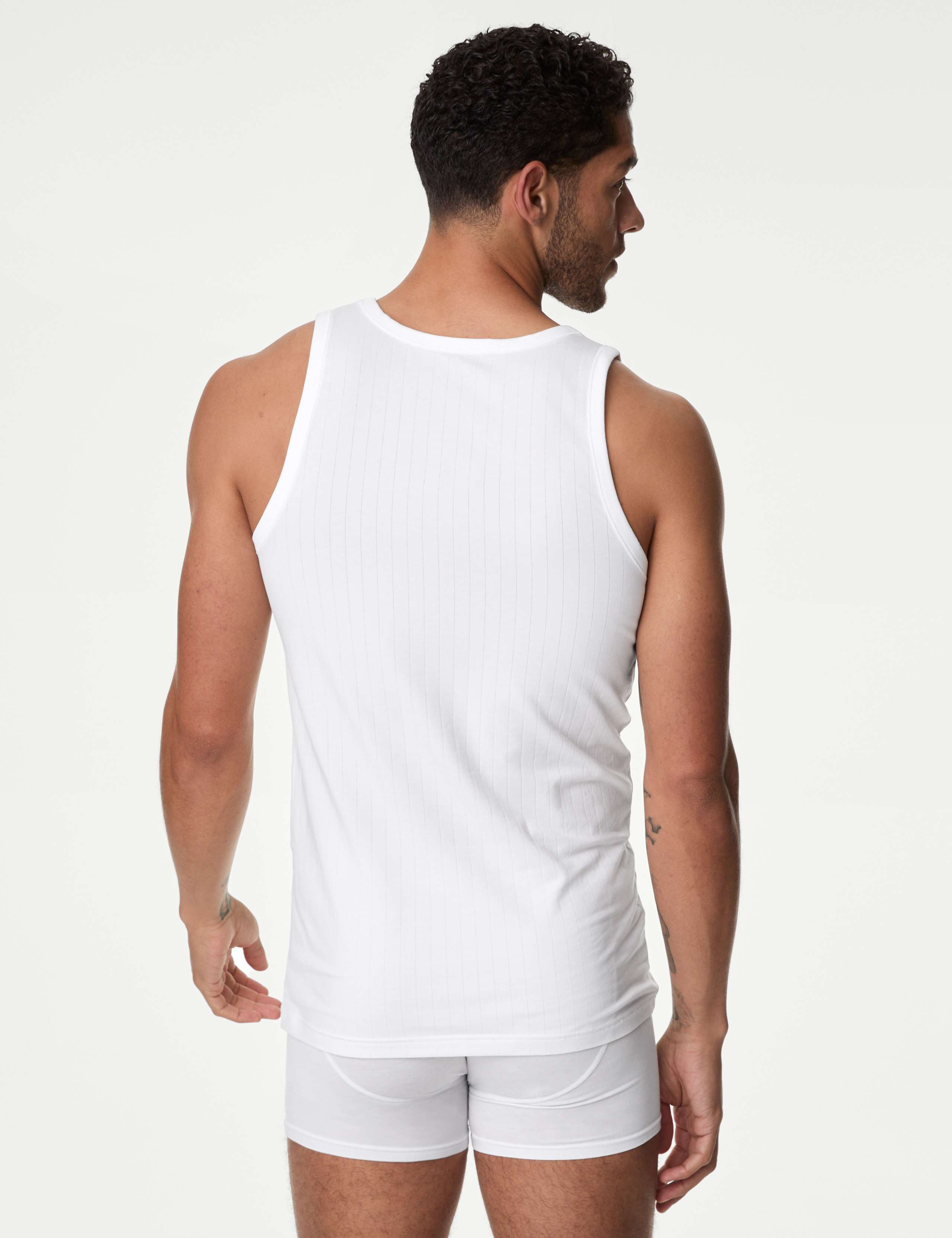 2 Pack Supima® Cotton Drop Needle Sleeveless Vest Box 2 of 6