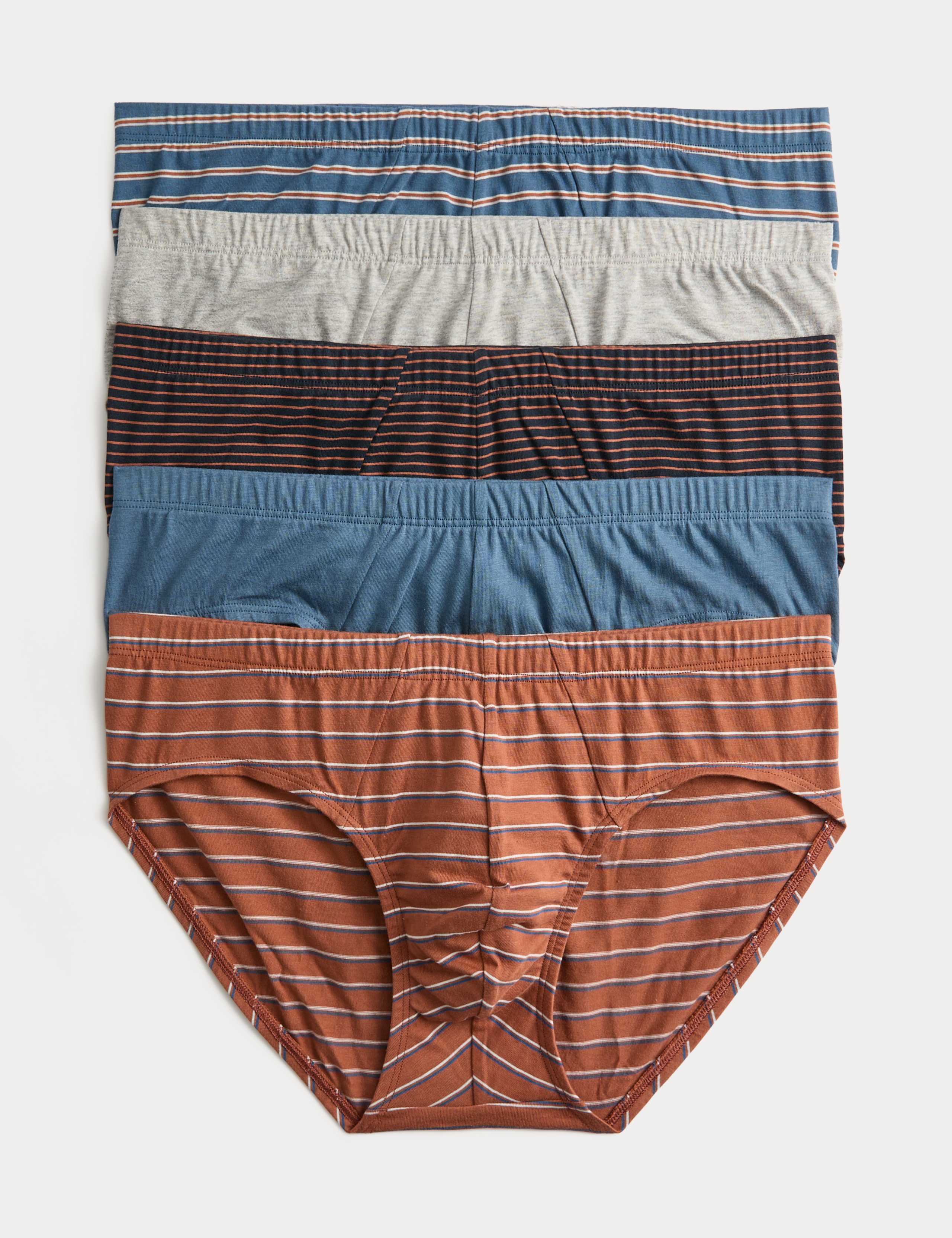 5 Pack Pure Cotton Cool & Fresh™ Striped Briefs 1 of 2