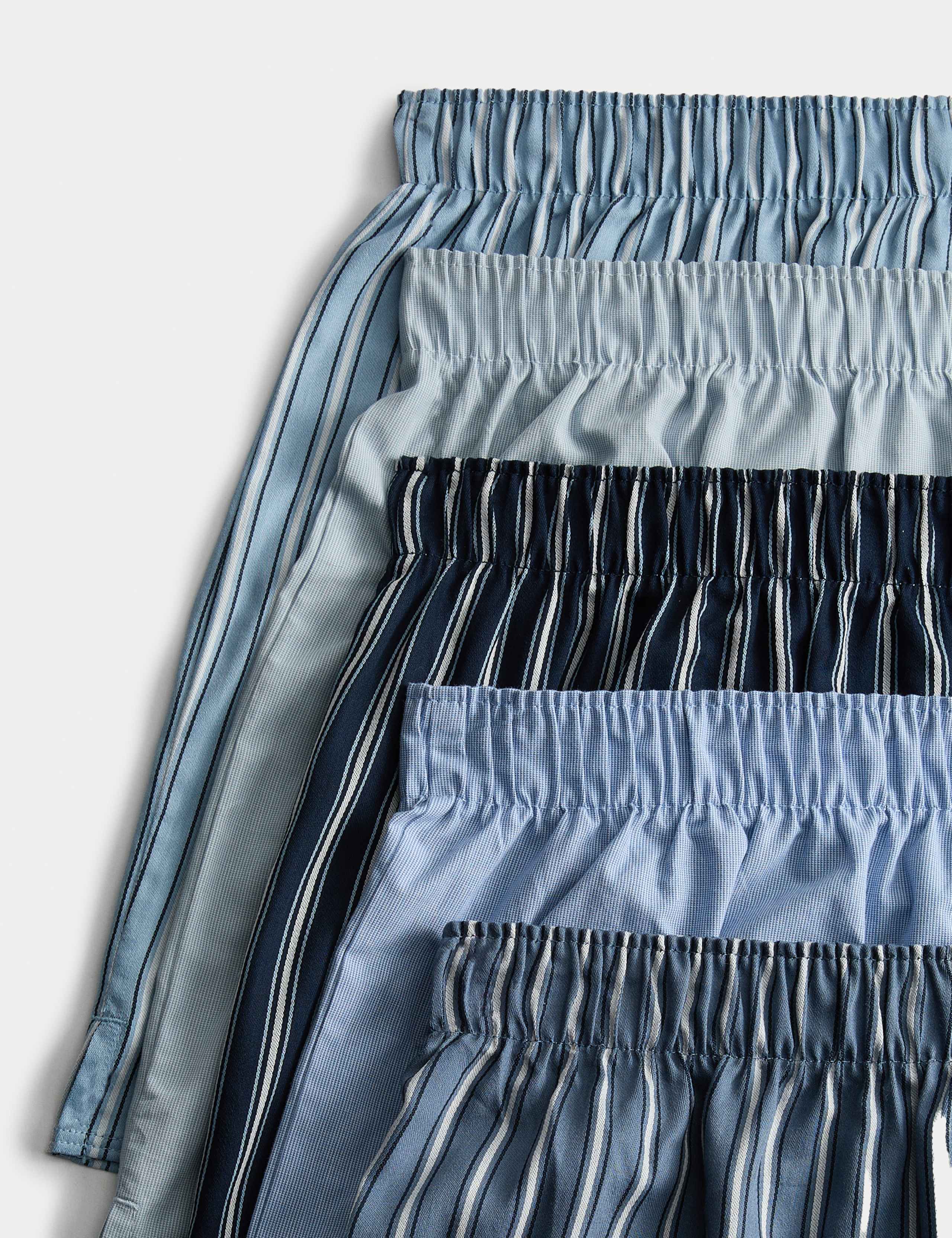 5 Pack Pure Cotton Sateen Striped Woven Boxers 2 of 2