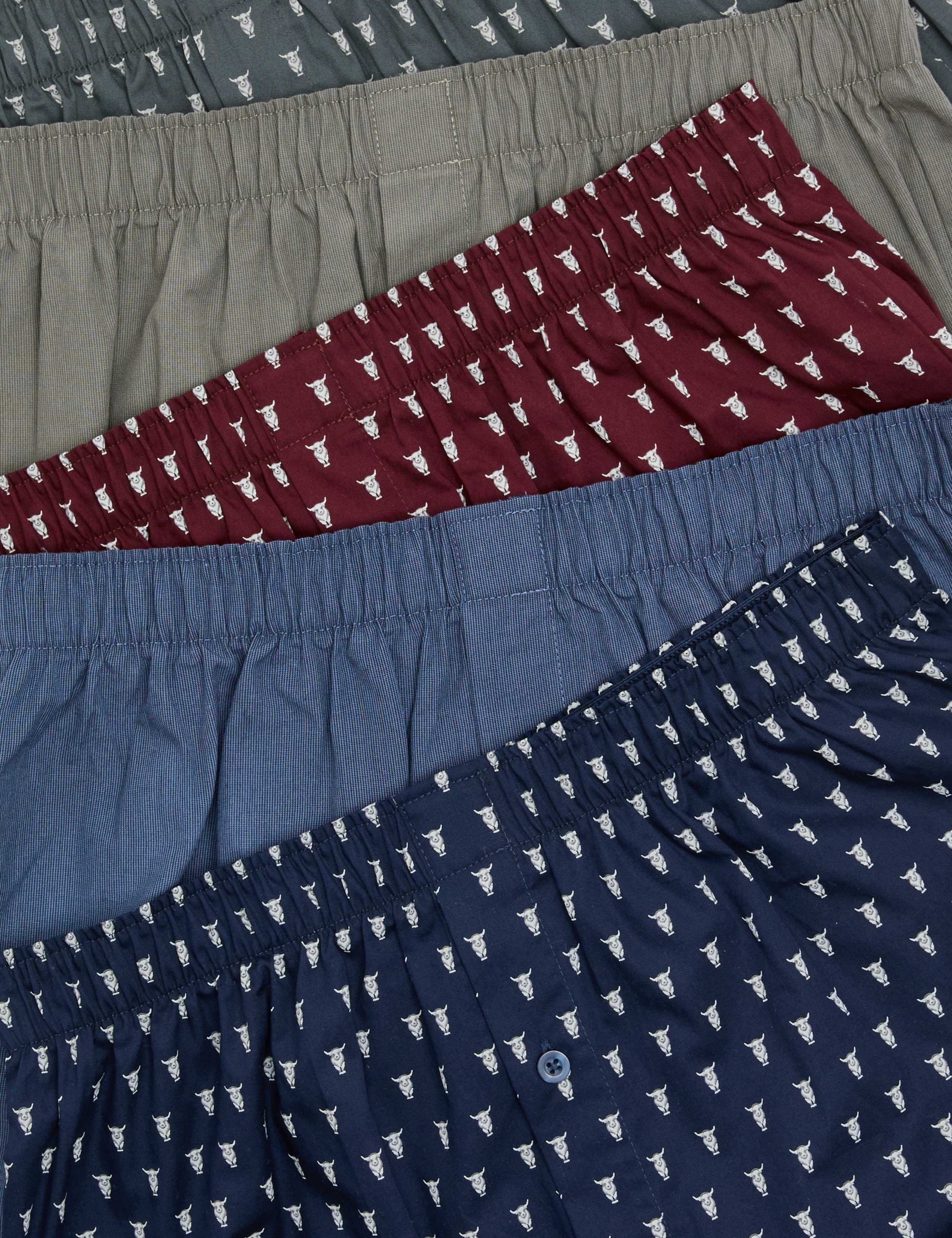 5 Pack Pure Cotton Highland Cow Woven Boxers 2 of 2