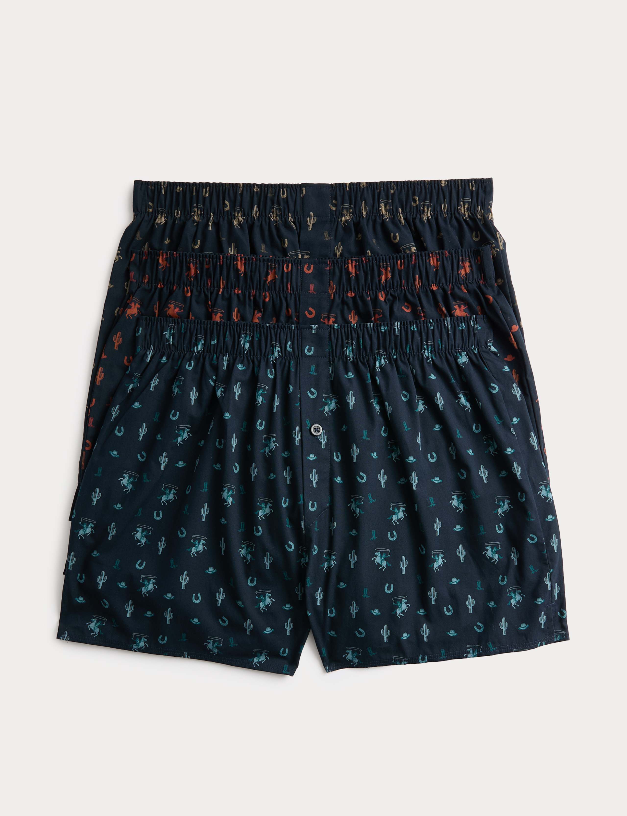 3 Pack Pure Cotton Rodeo Woven Boxers 1 of 2