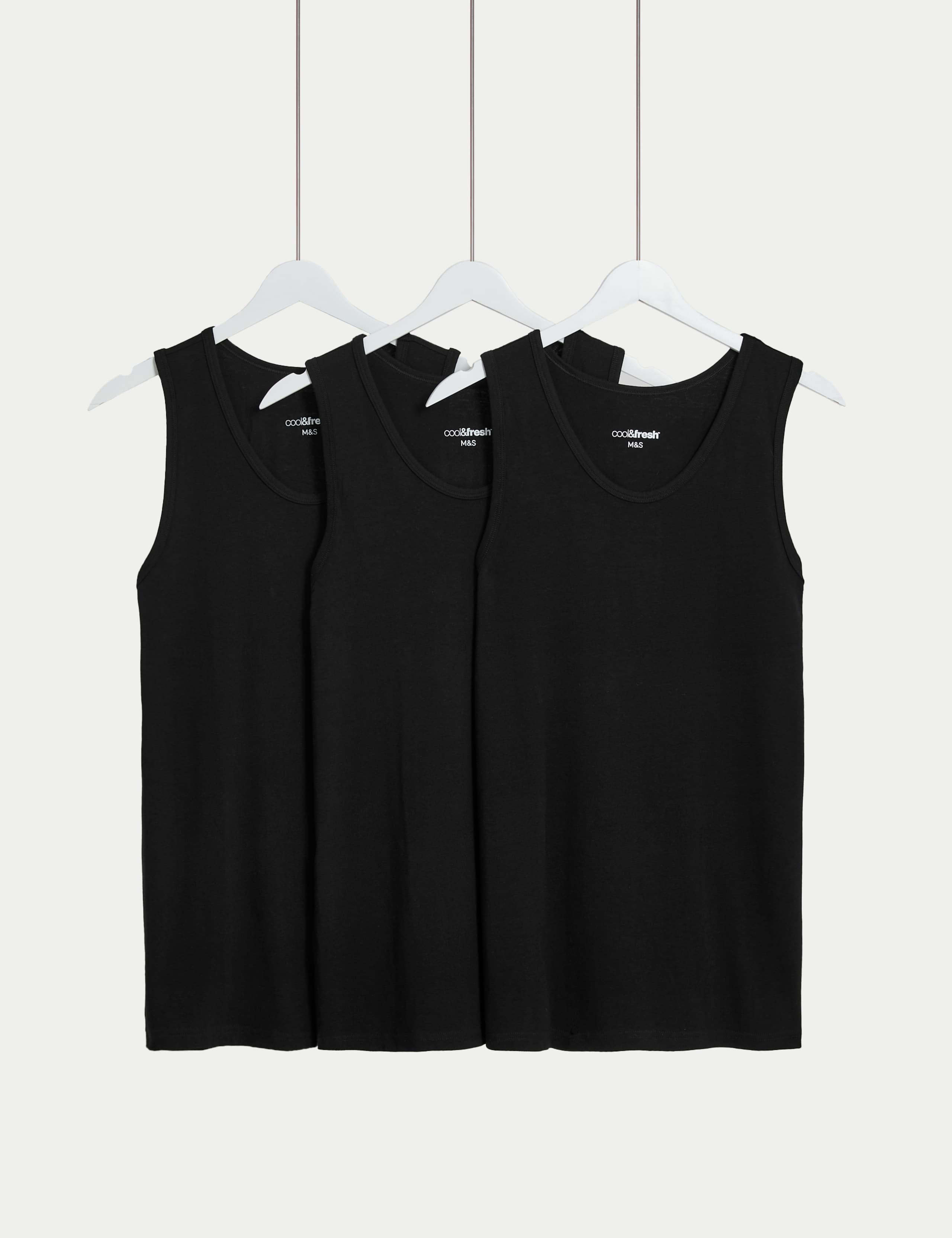 3 Pack Cotton Rich Cool & Fresh™ Vests 1 of 5