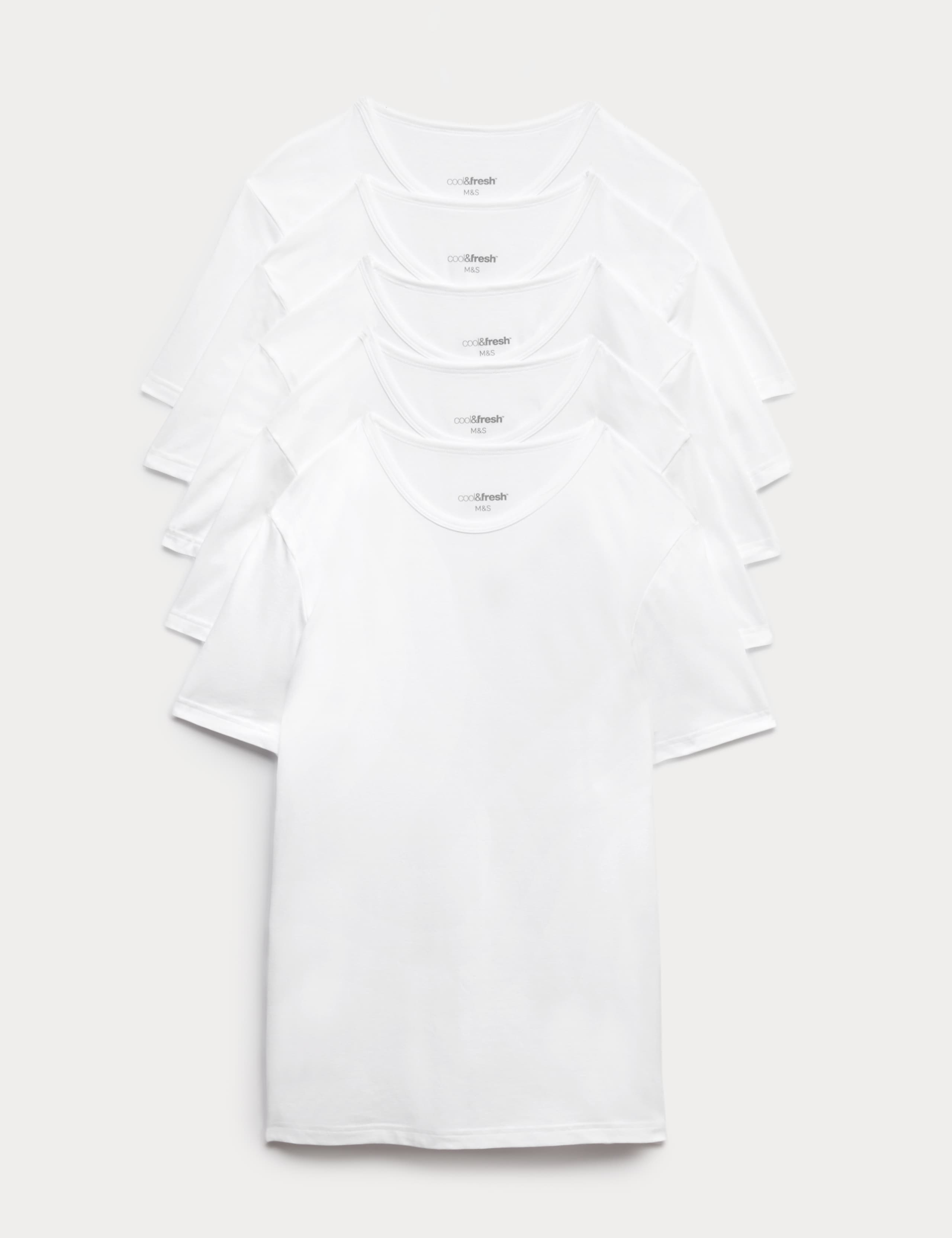 5 Pack Cotton Rich Cool & Fresh™ Stretch Vests 1 of 1