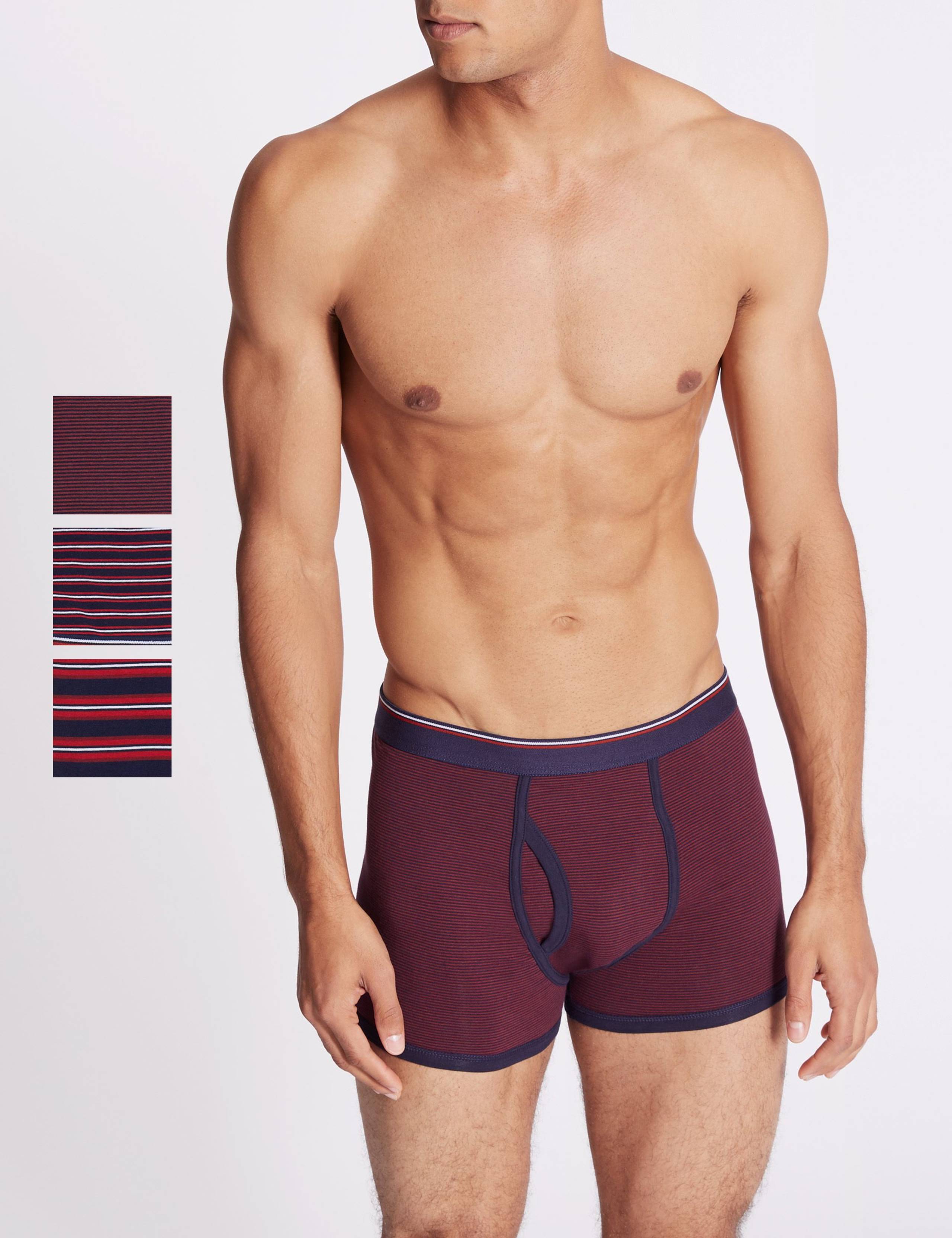 3 Pack Cotton Rich Striped Trunks 1 of 3