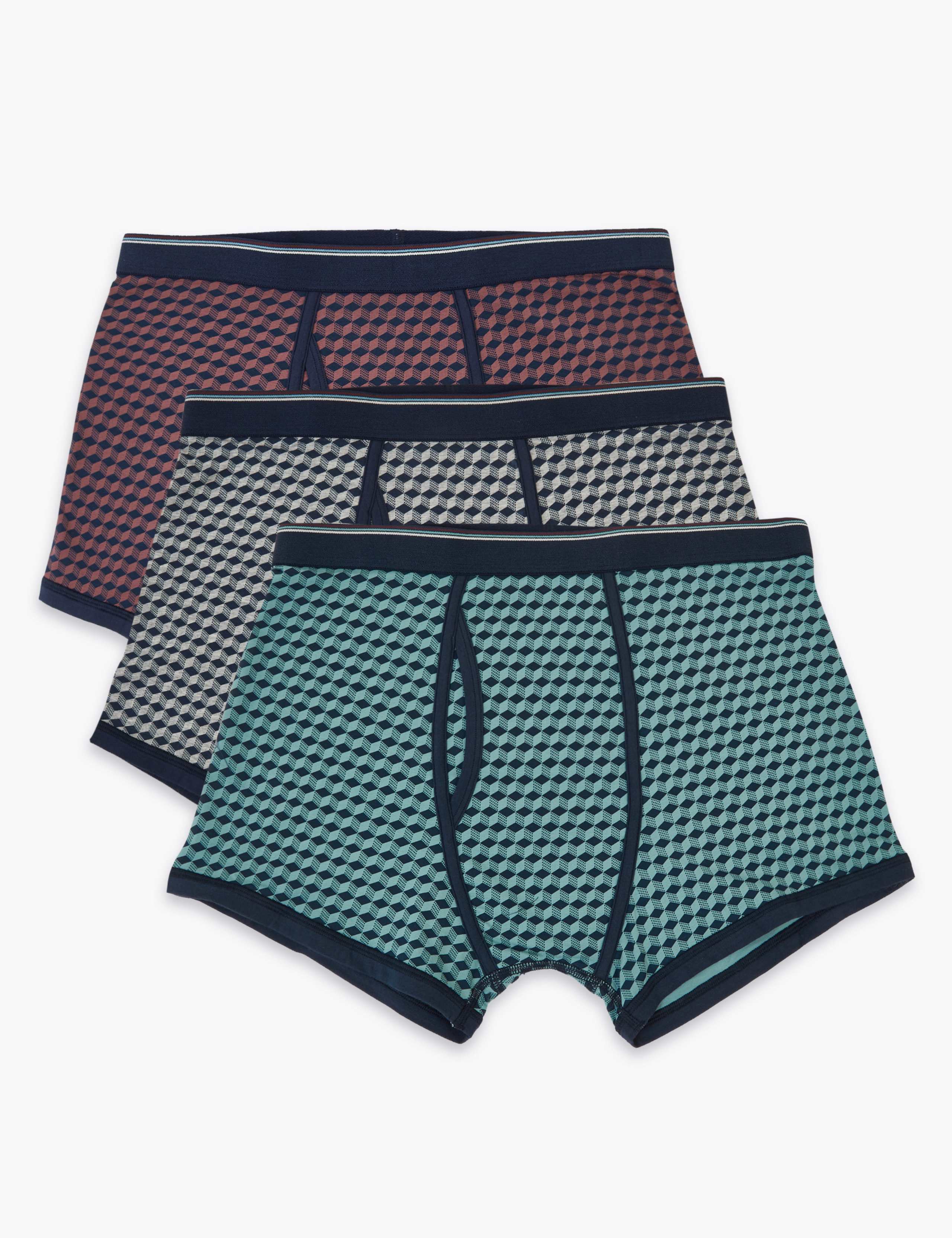 3pk Cotton Stretch Cool & Fresh™ Trunks 2 of 3