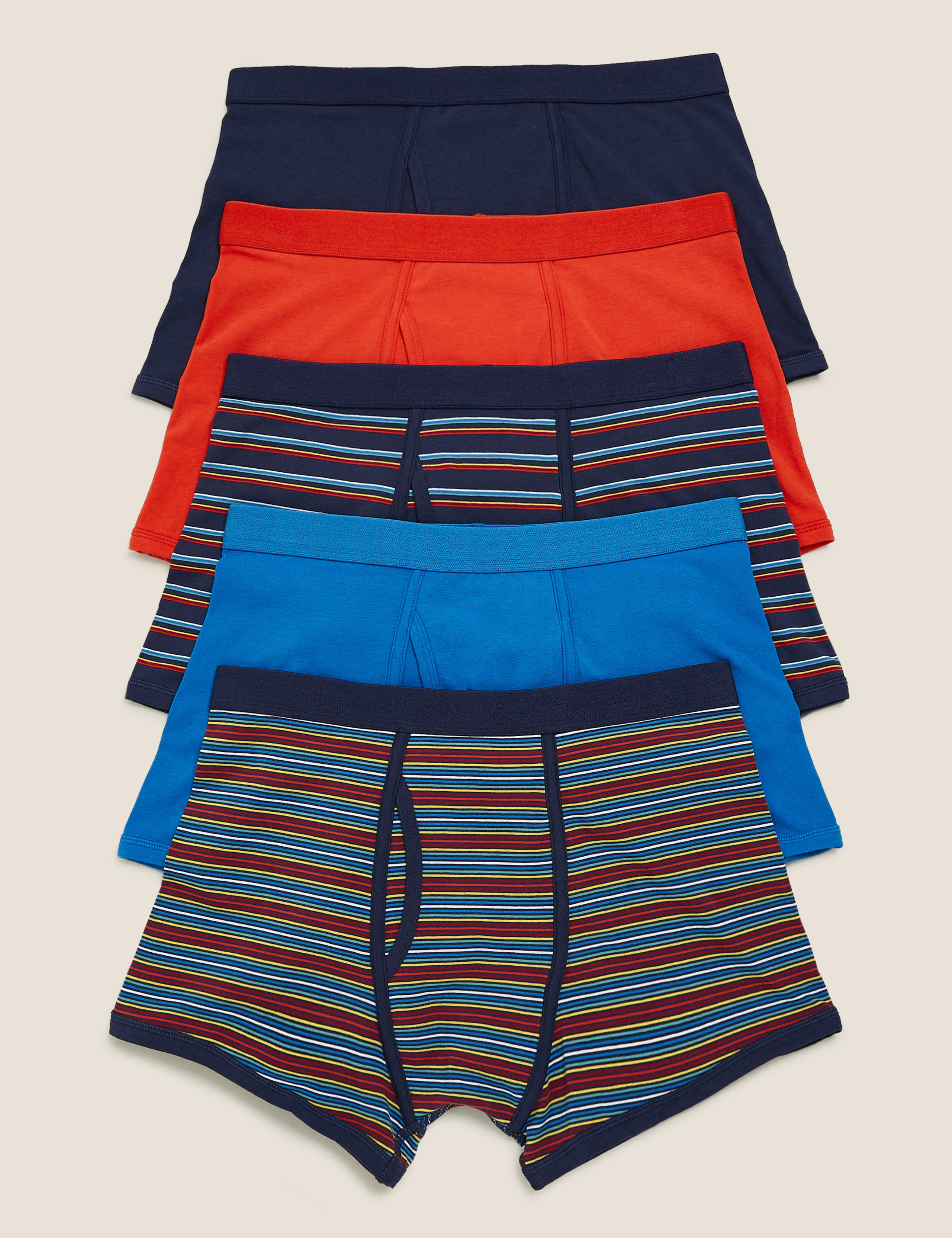 5 Pack Cotton Cool & Fresh™ Striped Trunks 1 of 3